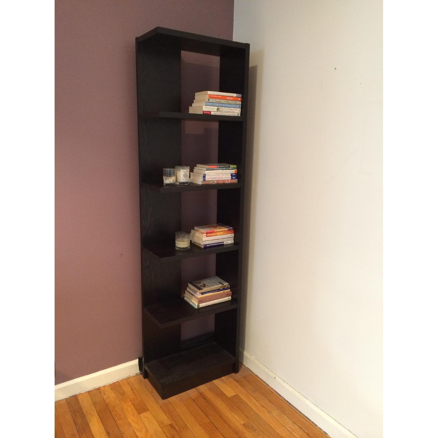 Crate & Barrel Elements Reversible Dark Brown Wood Bookcase AptDeco