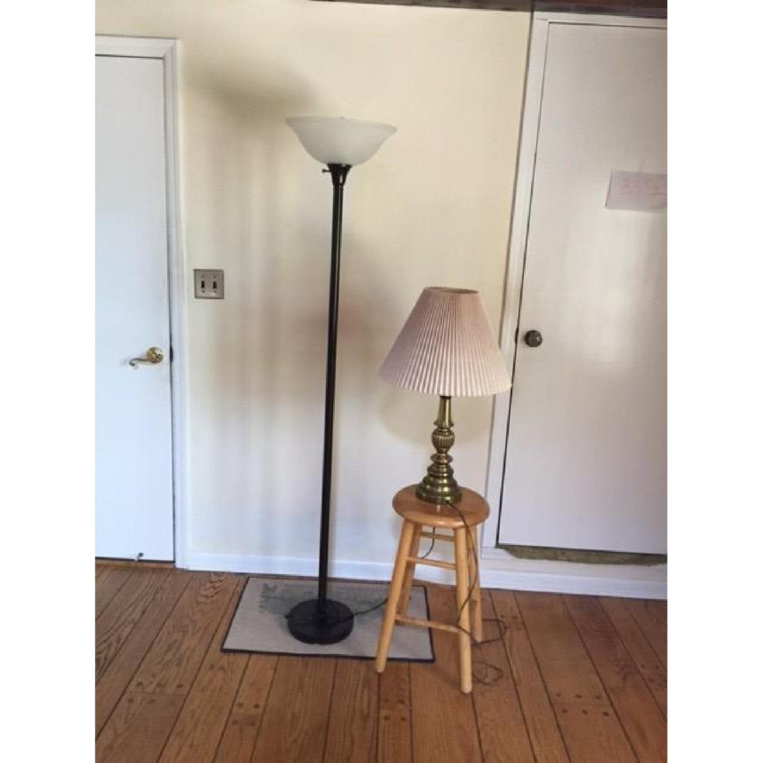 Floor Uplight Lamp + Brass Table Lamp Set - image-1