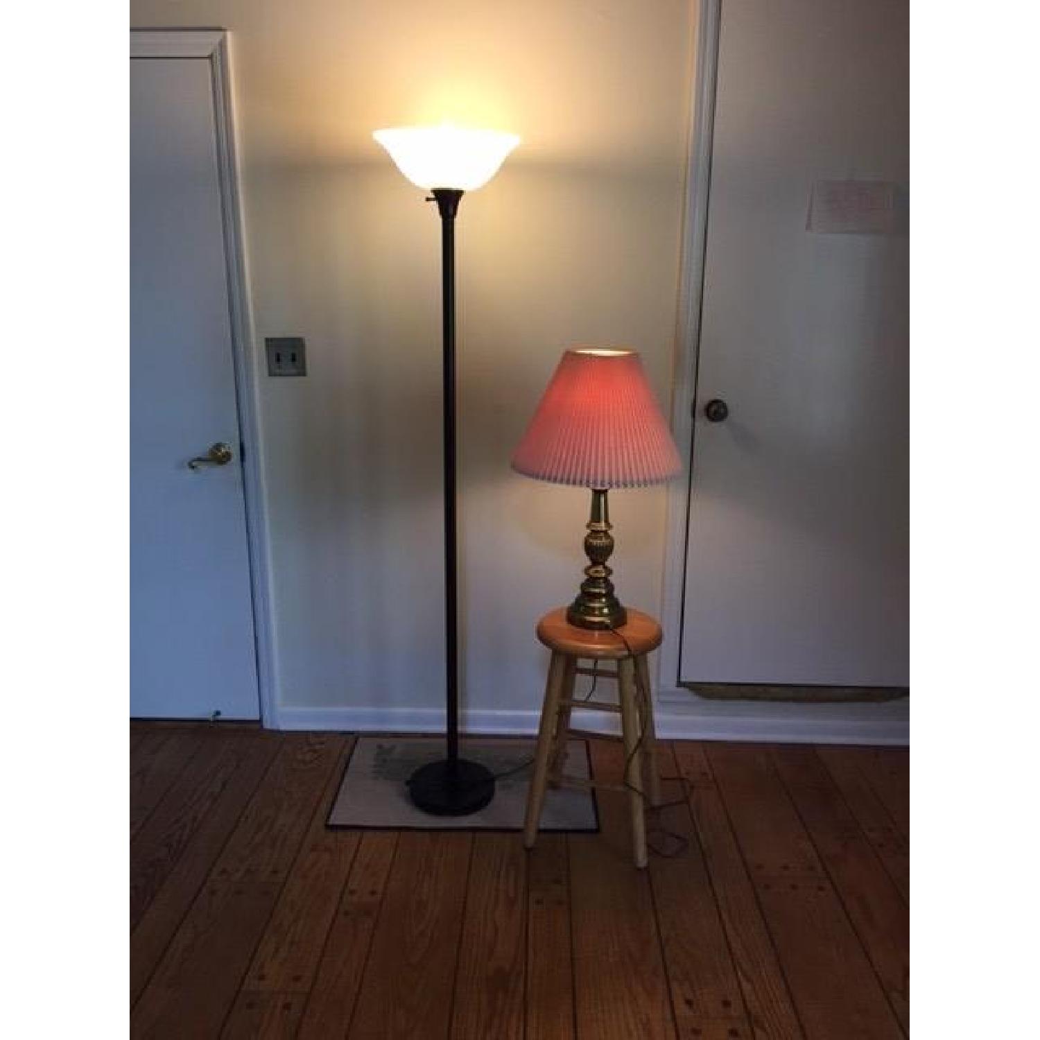 Floor Uplight Lamp + Brass Table Lamp Set - image-2