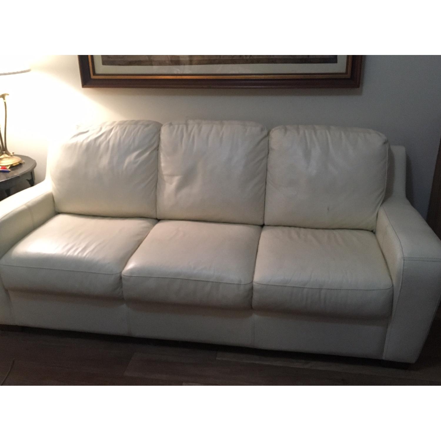 White Leather Sleeper Sofa - image-1