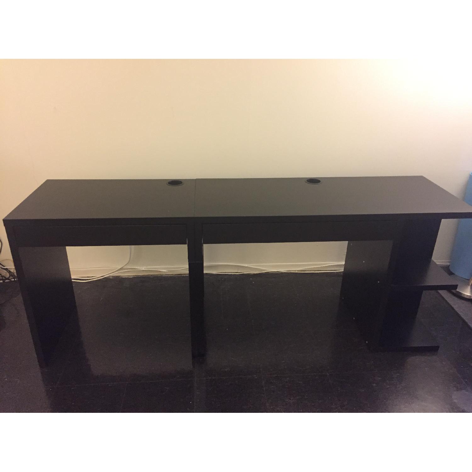 Ikea Black Computer Desk w/ Black Leather Chair - image-1