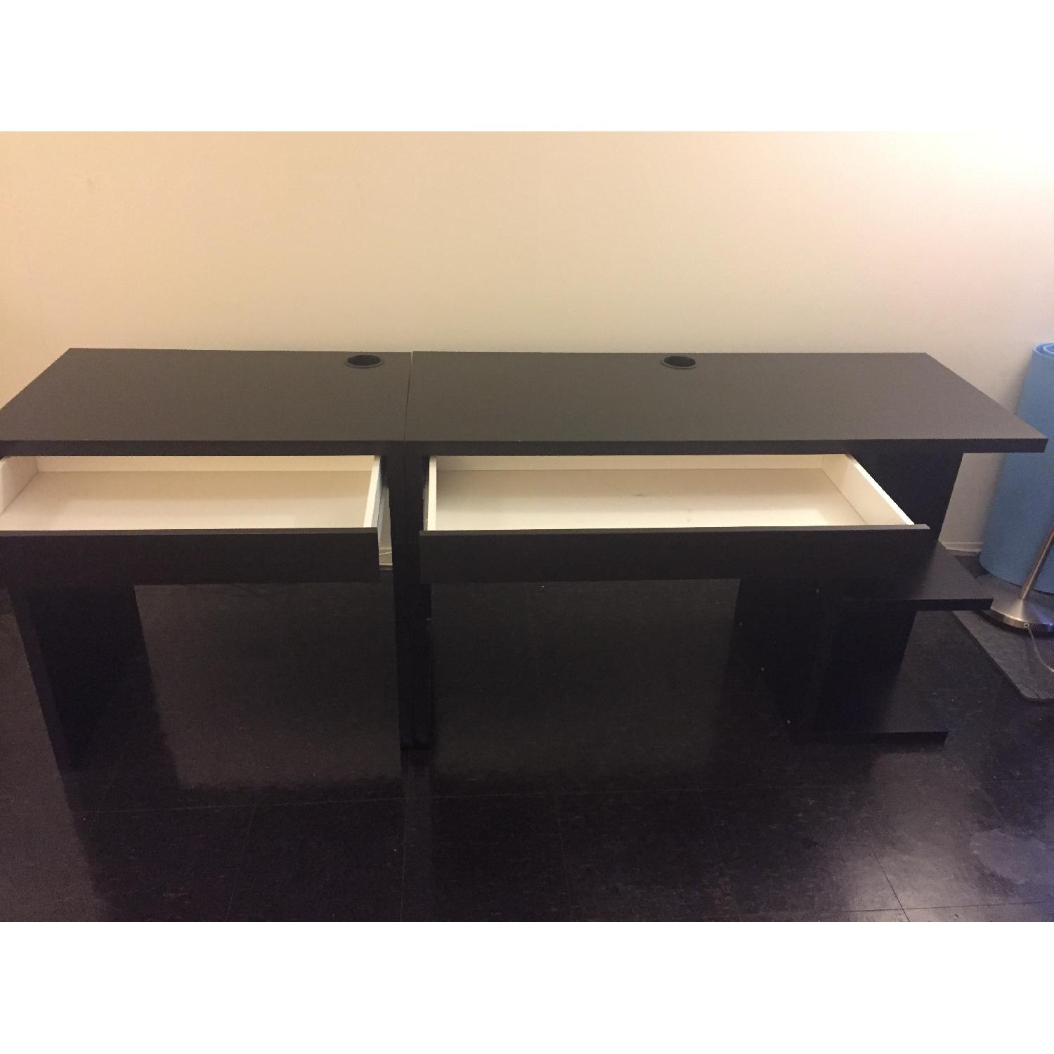 Ikea Black Computer Desk w/ Black Leather Chair - image-2