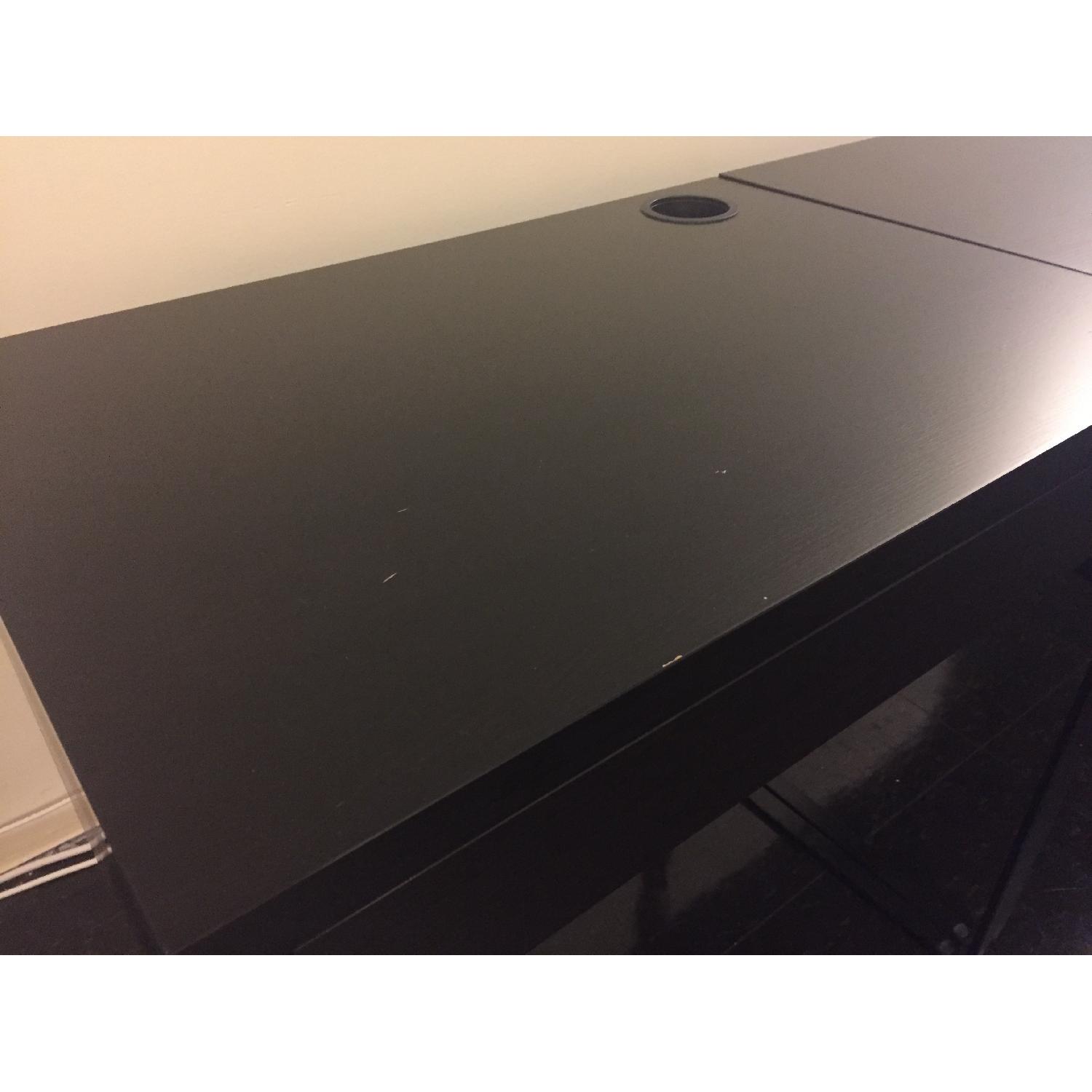 Ikea Black Computer Desk w/ Black Leather Chair - image-3