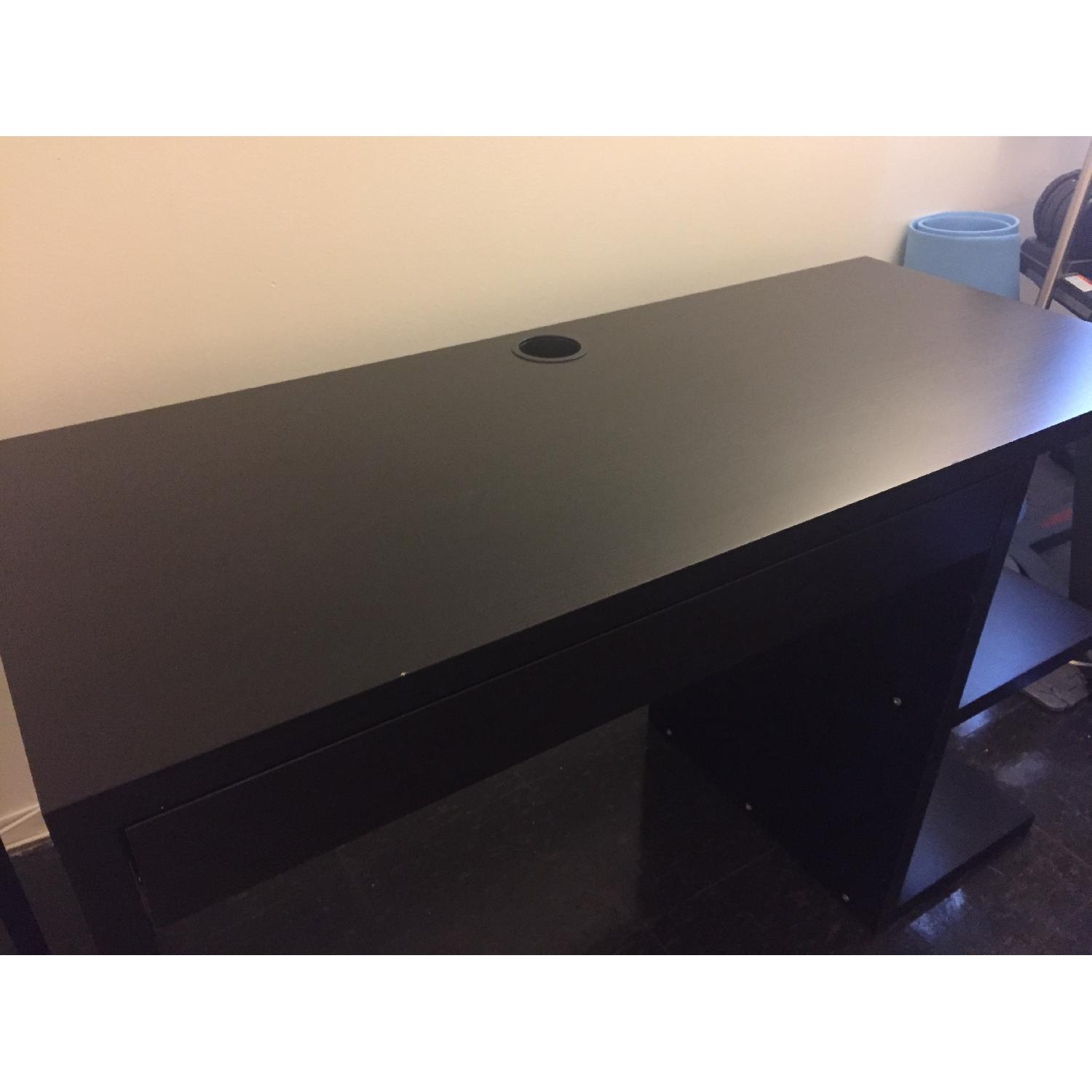Ikea Black Computer Desk w/ Black Leather Chair - image-4