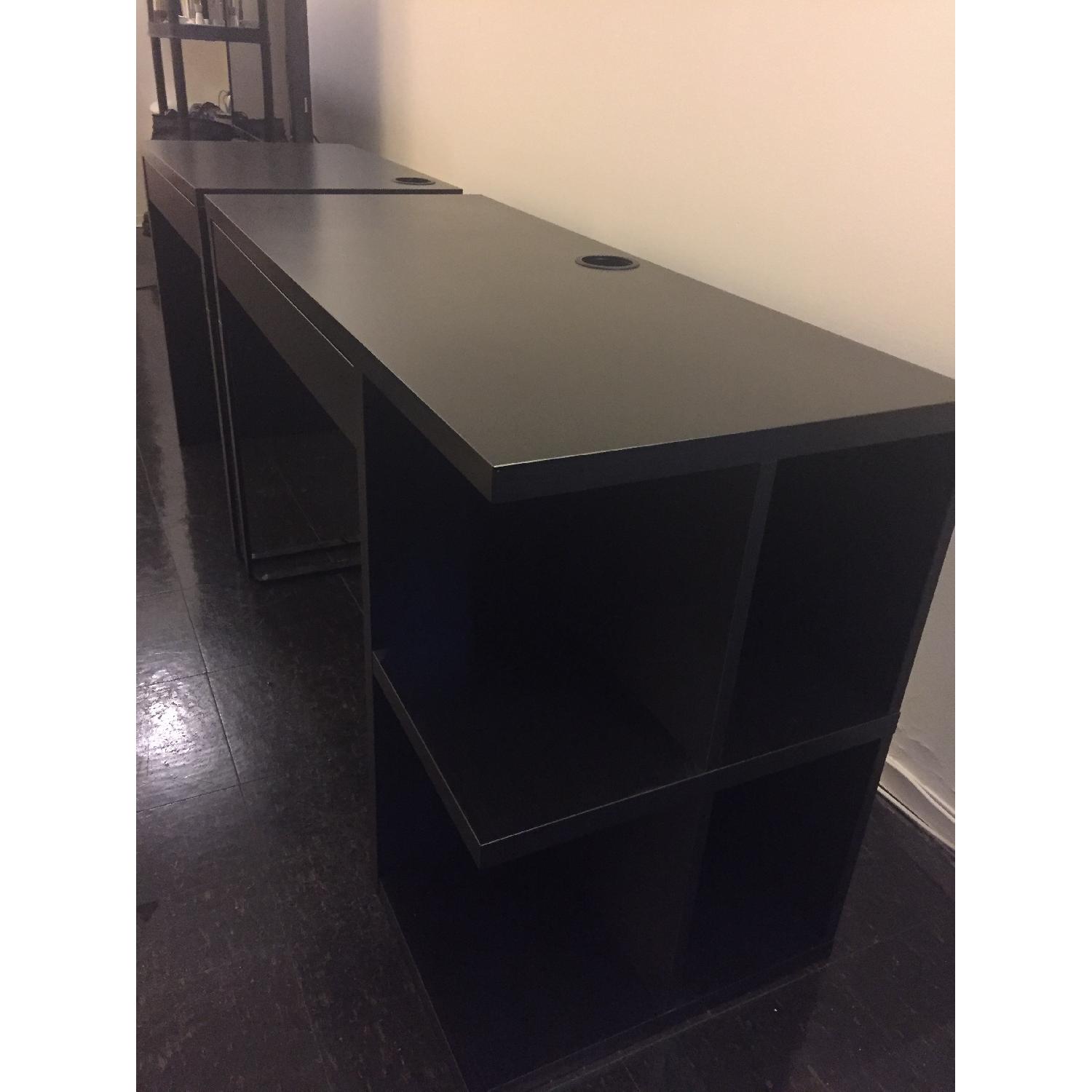 Ikea Black Computer Desk w/ Black Leather Chair - image-5