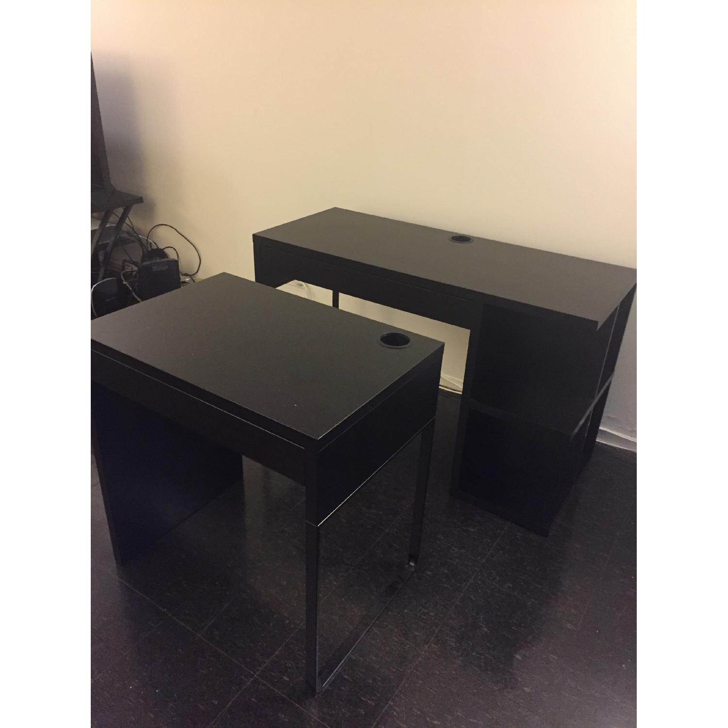 Ikea Black Computer Desk w/ Black Leather Chair - image-6
