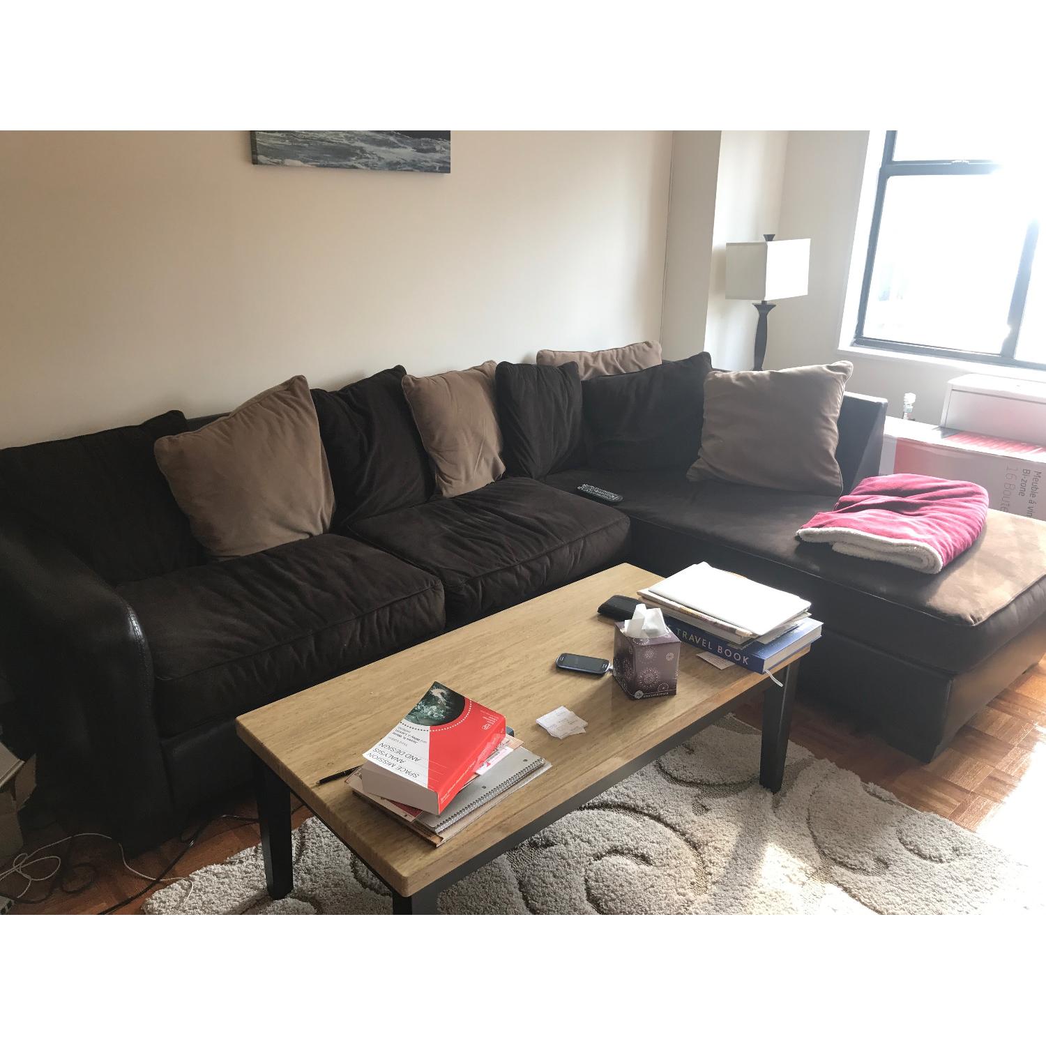 Brown Fabric Sectional Couch - image-1