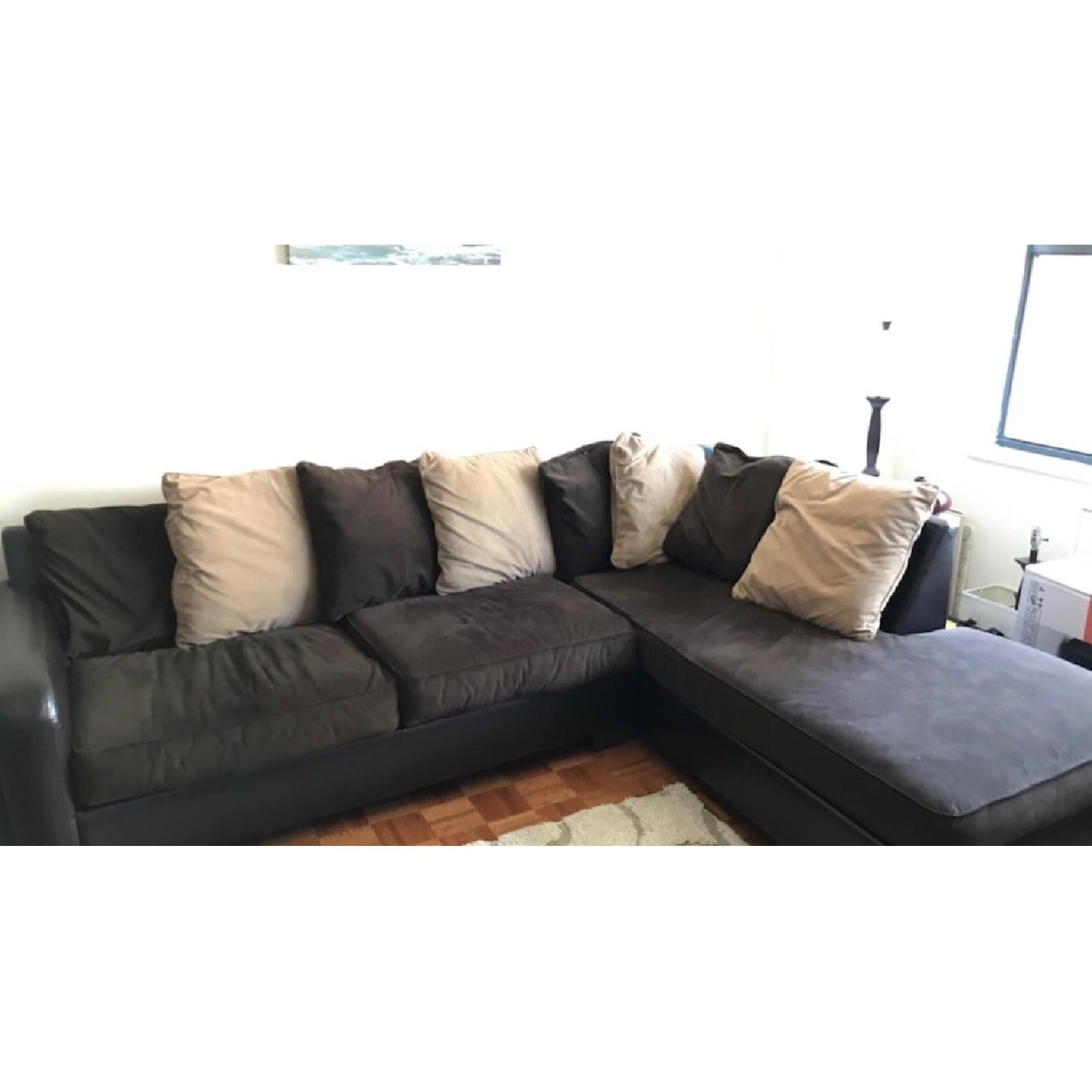 Brown Fabric Sectional Couch - image-2