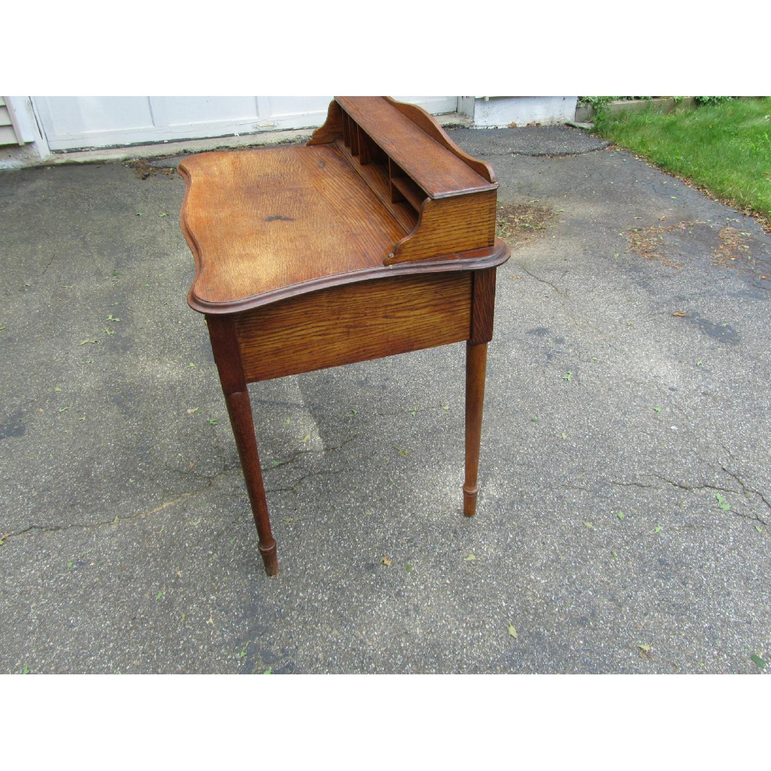 Antique Oak 2 Drawer Desk - image-2