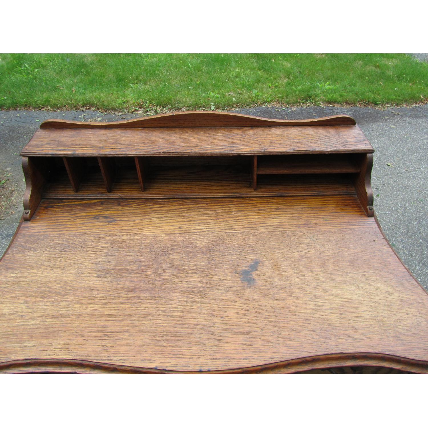 Antique Oak 2 Drawer Desk - image-5