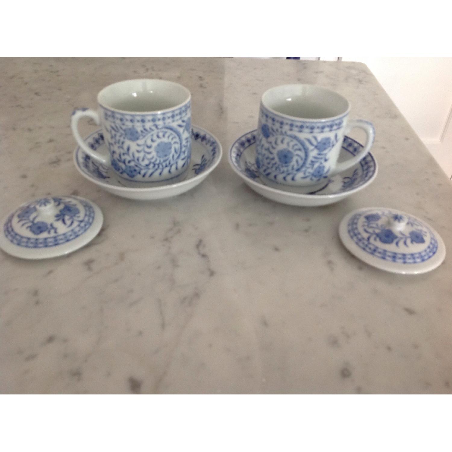 Williams Sonoma Blue & White Ming Era Porcelain Floral Tea Set - image-2
