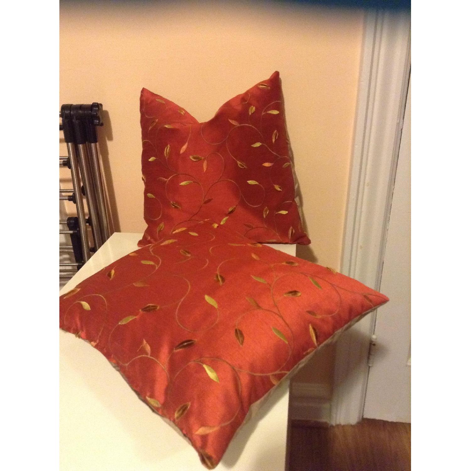 Custom Deep Red W Gold Leaf Fabric Pillows Aptdeco - Custom Deep Red W Gold Leaf Fabric Pillows custom deep red w gold leaf fabric pillows aptdeco - custom deep red w gold leaf fabric pillows