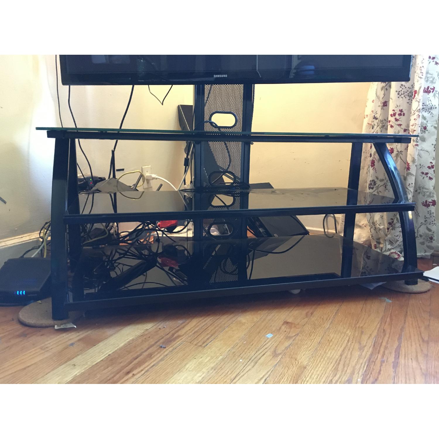 Avista Numina Flat Panel TV Console w/ Glass Shelves in Blac - image-1