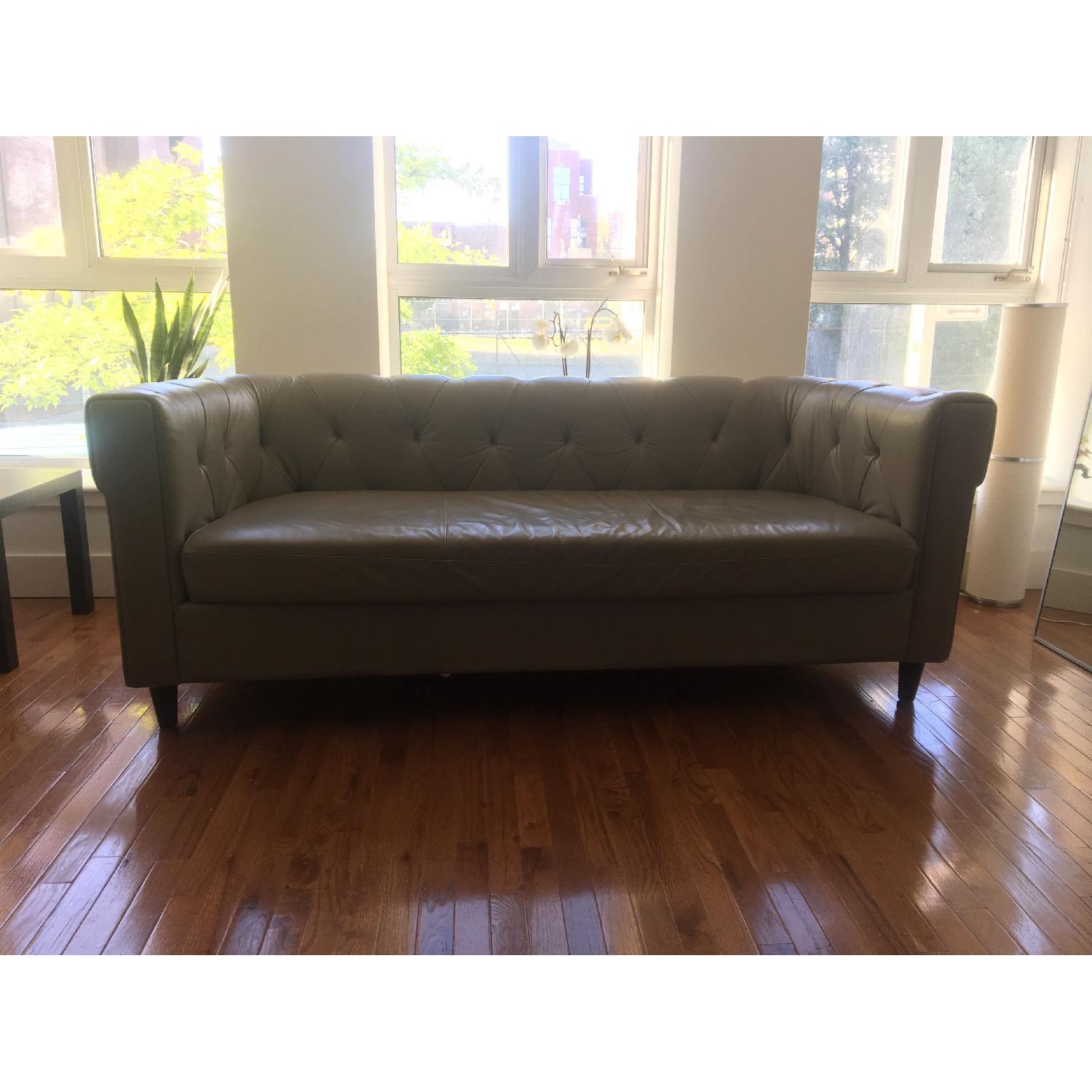 West Elm Chester Tufted Leather Sofa - image-1