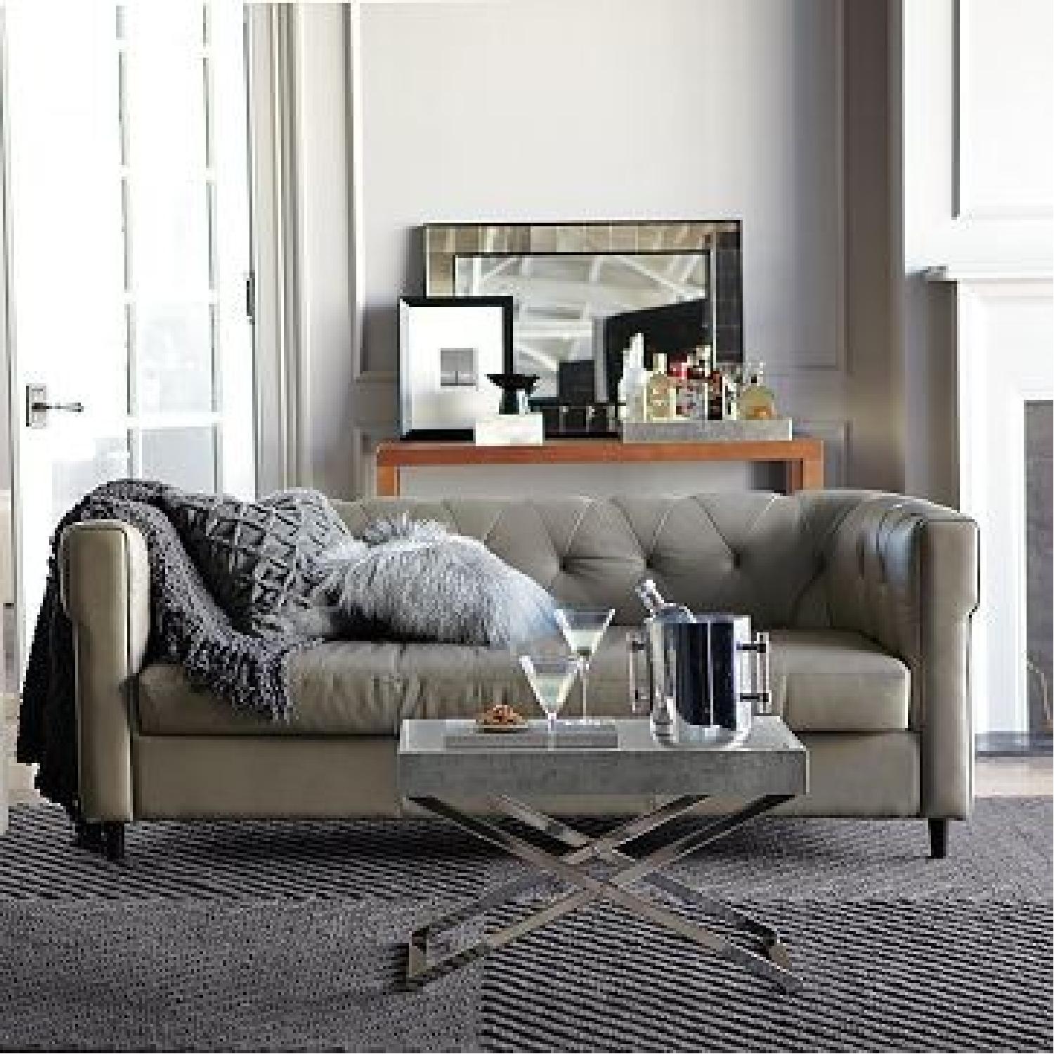 West Elm Chester Tufted Leather Sofa - image-2