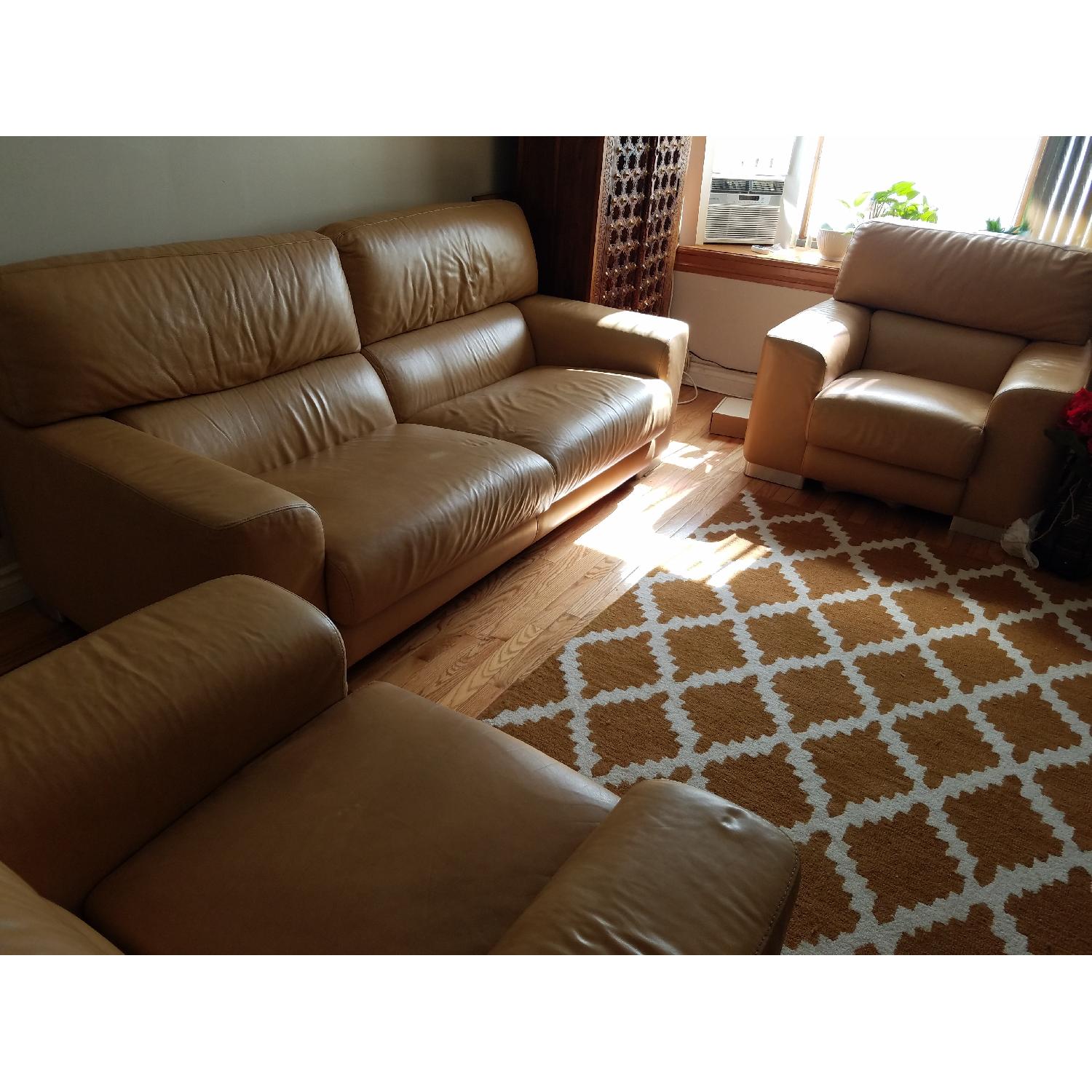 Incanto Italian Made Leather Sofa + 2 Chairs - image-2