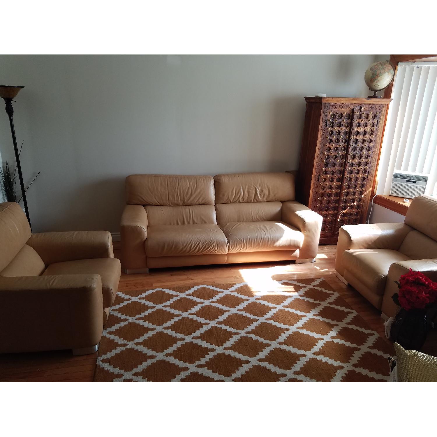 Incanto Italian Made Leather Sofa + 2 Chairs - image-5