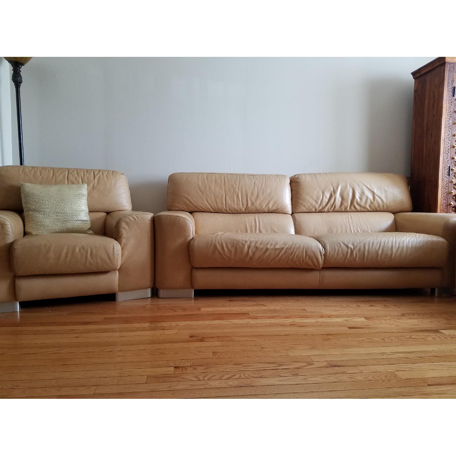 Incanto Italian Made Leather Sofa + 2 Chairs - image-6