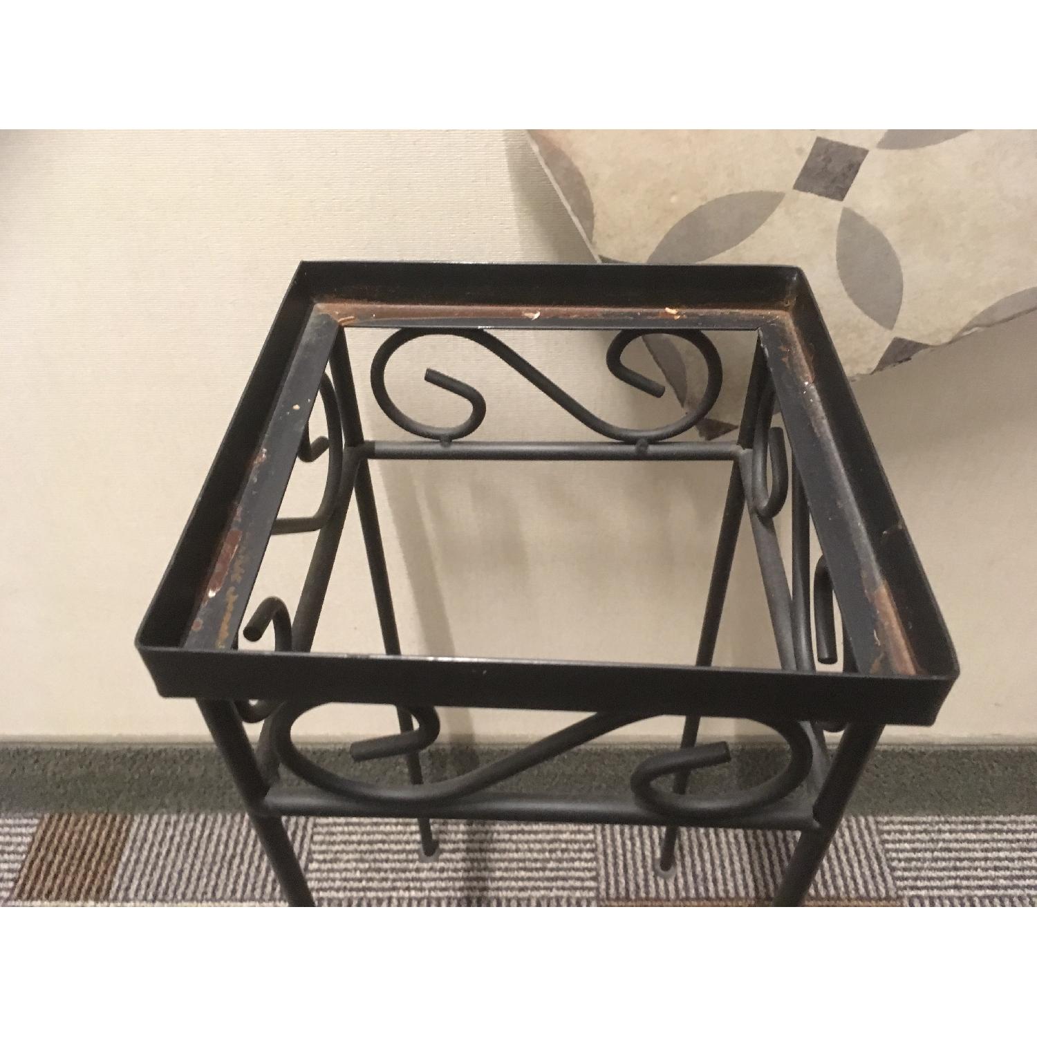 Small Wrought Iron Side Table w/ Gray Tile - image-2