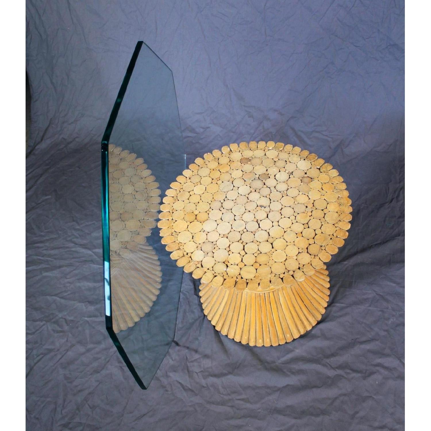 McGuire Glass Top Octagonal Coffee Table - image-3