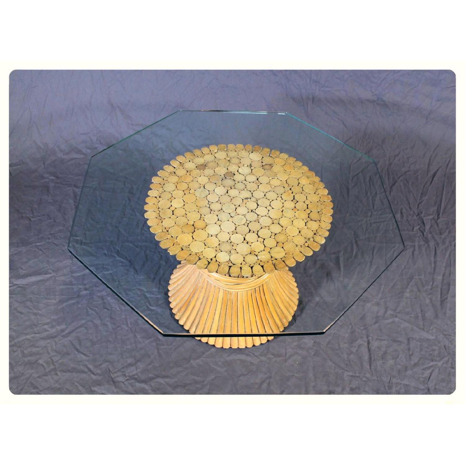 McGuire Glass Top Octagonal Coffee Table - image-10