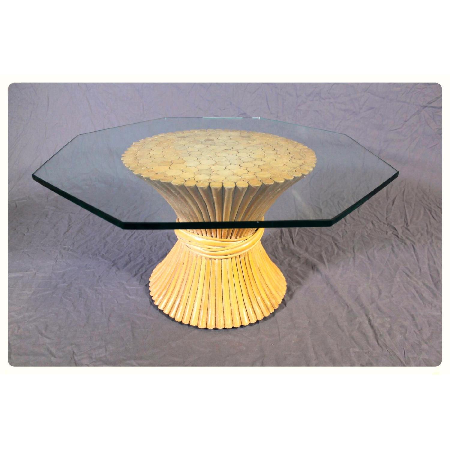 McGuire Glass Top Octagonal Coffee Table - image-14