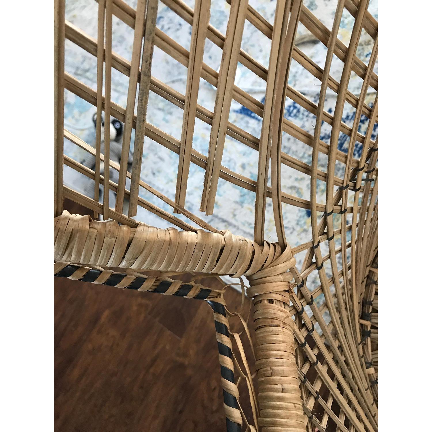 Vintage 70s Wicker Peacock Fan Back Rattan Chair - image-2