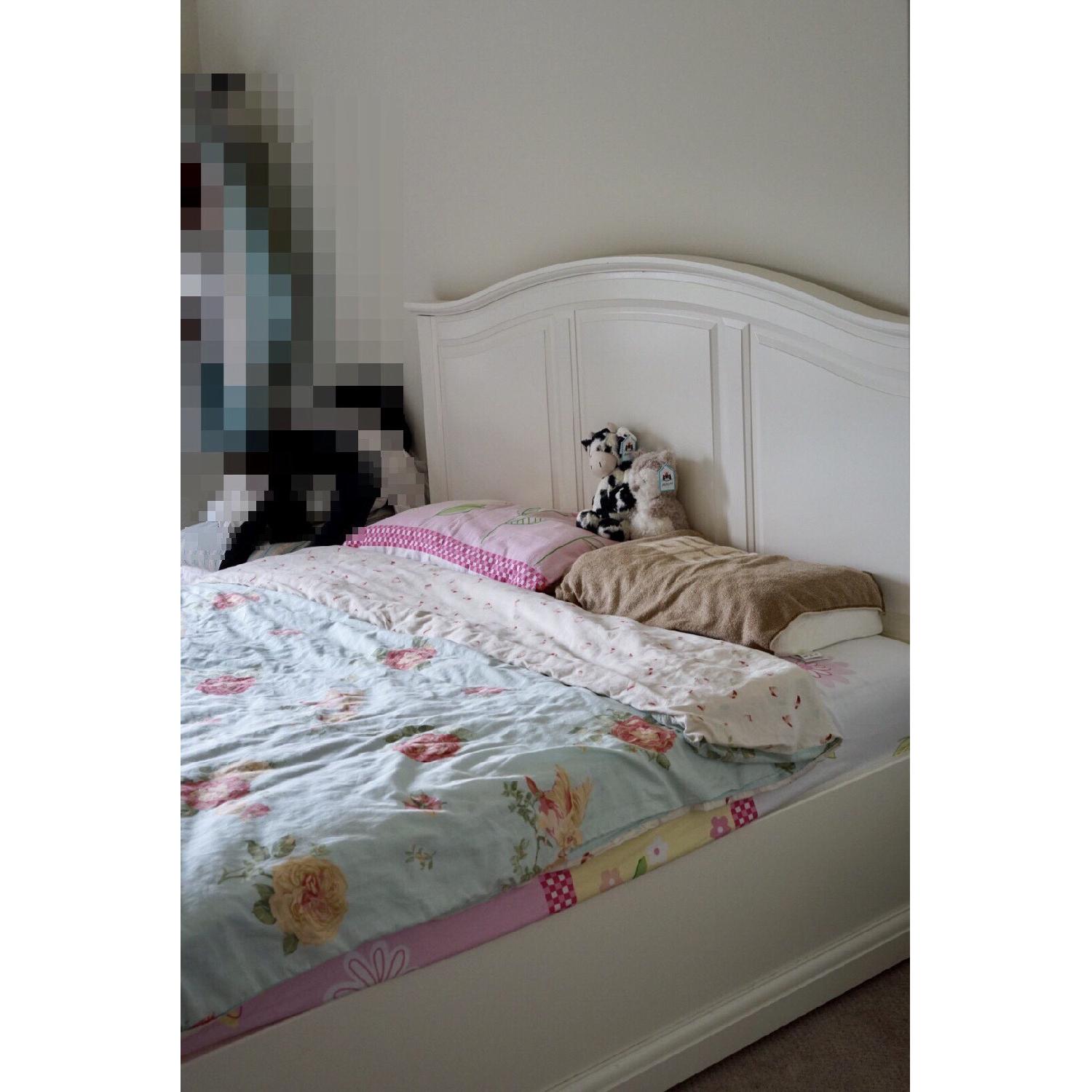 Ikea Queen Size White Bed Frame w/ Headboard - image-2