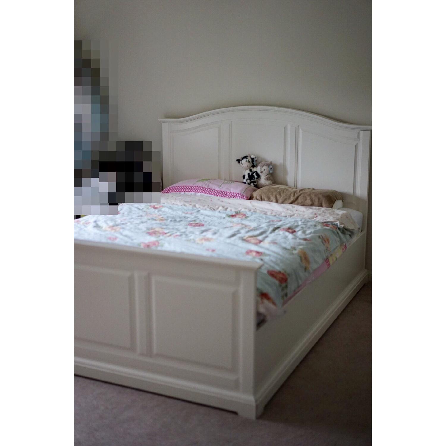Ikea Queen Size White Bed Frame w/ Headboard AptDeco