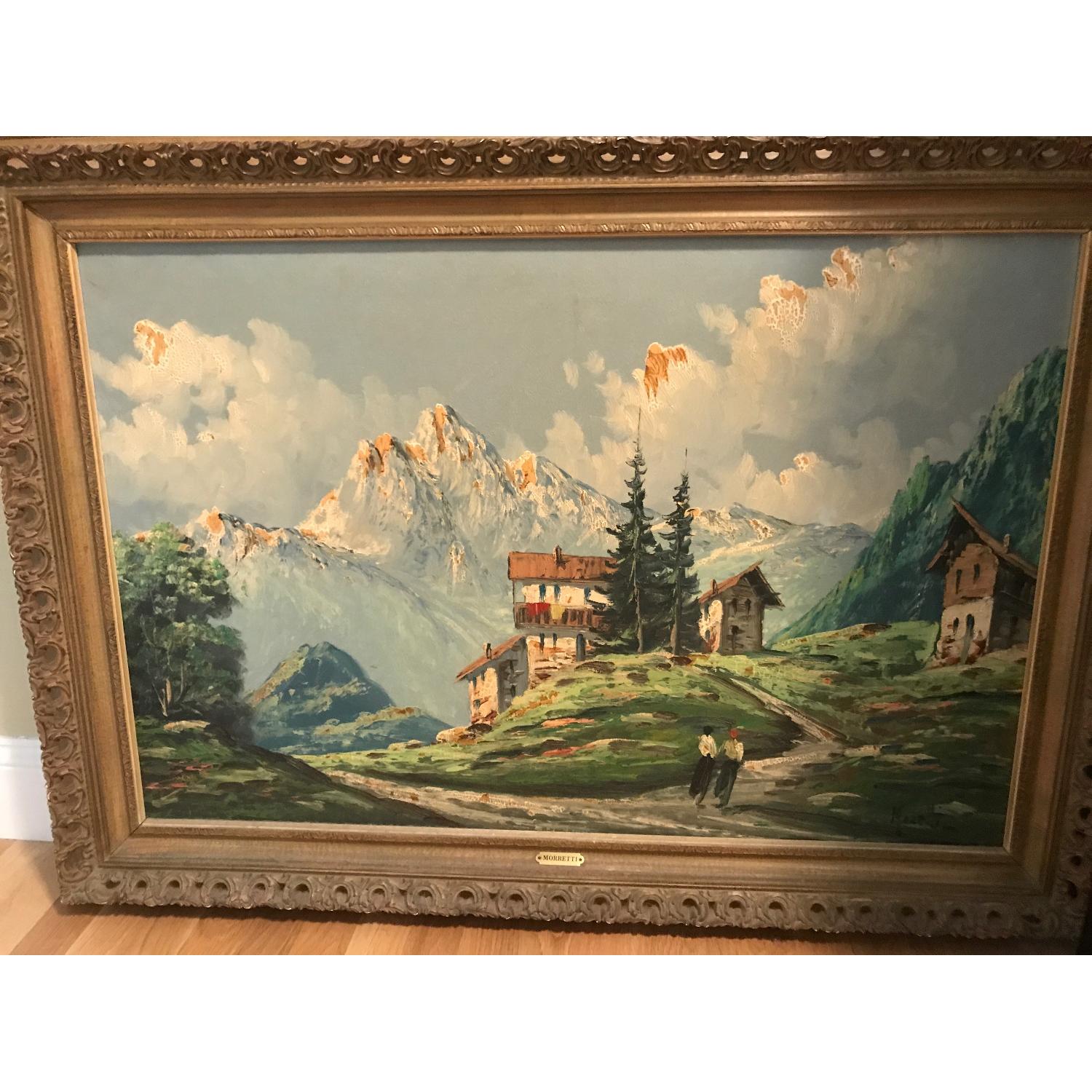 Antique Oil Painting On Canvas By Moretti - image-2