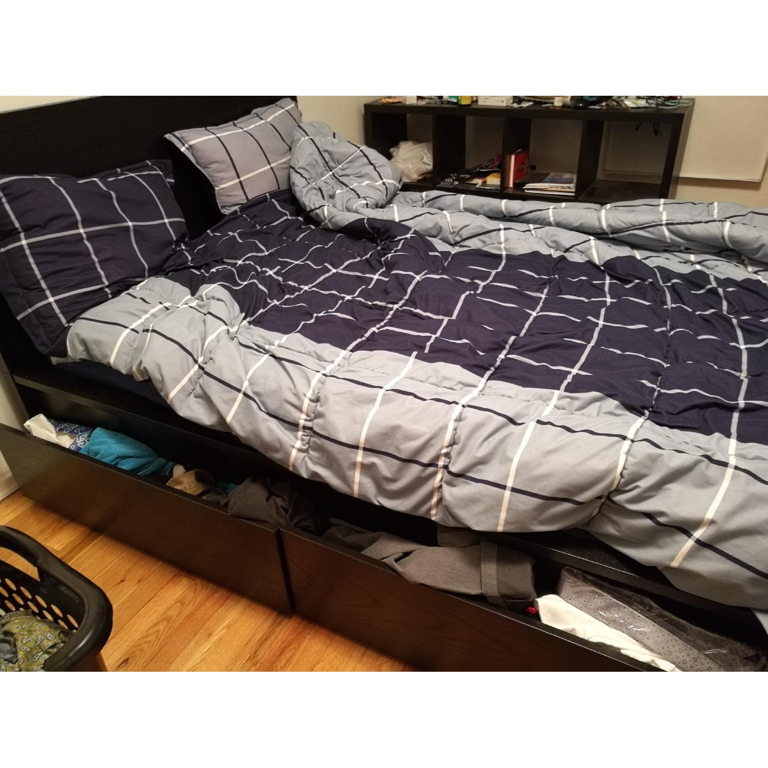 Ikea Full Size Bed Frame w/ 2 Rolling Drawers AptDeco