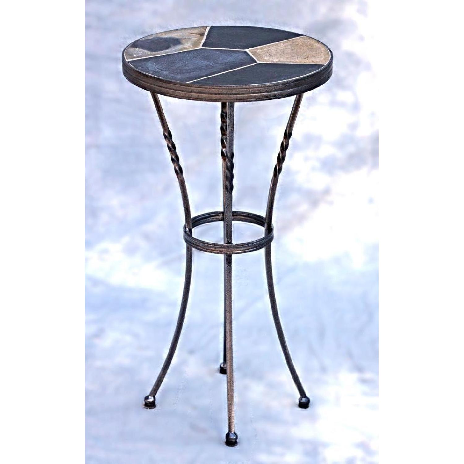 Mid Century Modern Slate Top Metal Base Side/End Table AptDeco