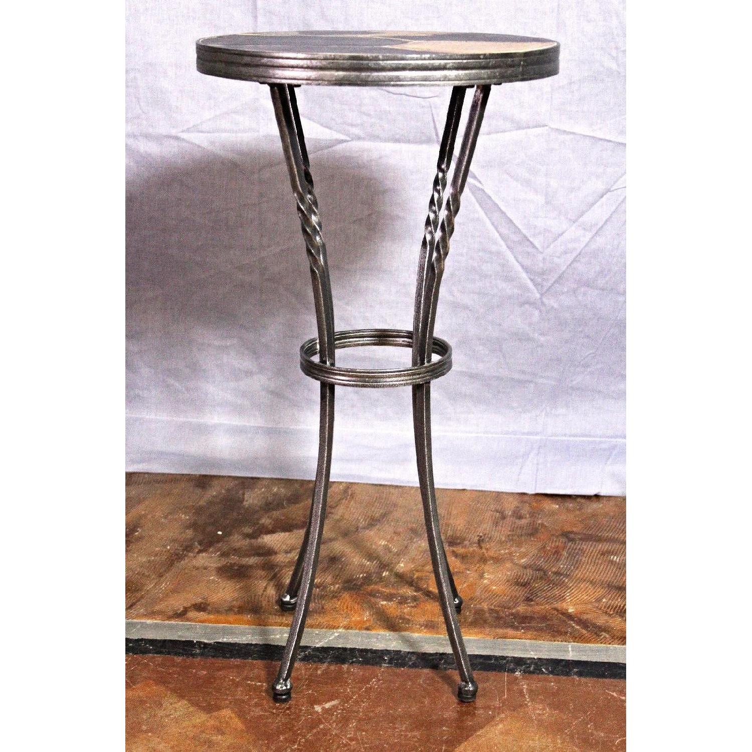 Mid Century Modern Slate Top Metal Base Side/End Table AptDeco