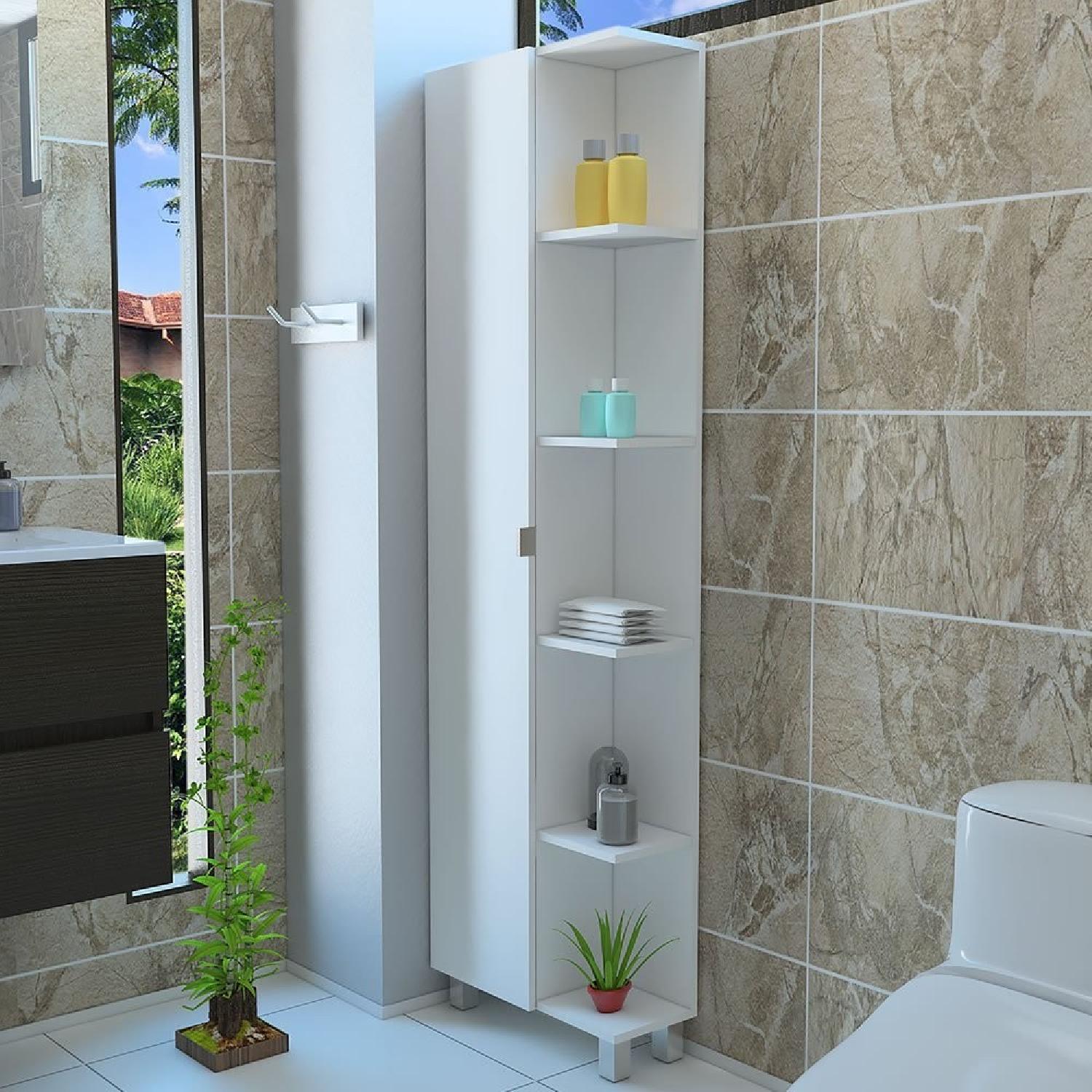 5 Shelf Tall Corner Bathroom Storage AptDeco