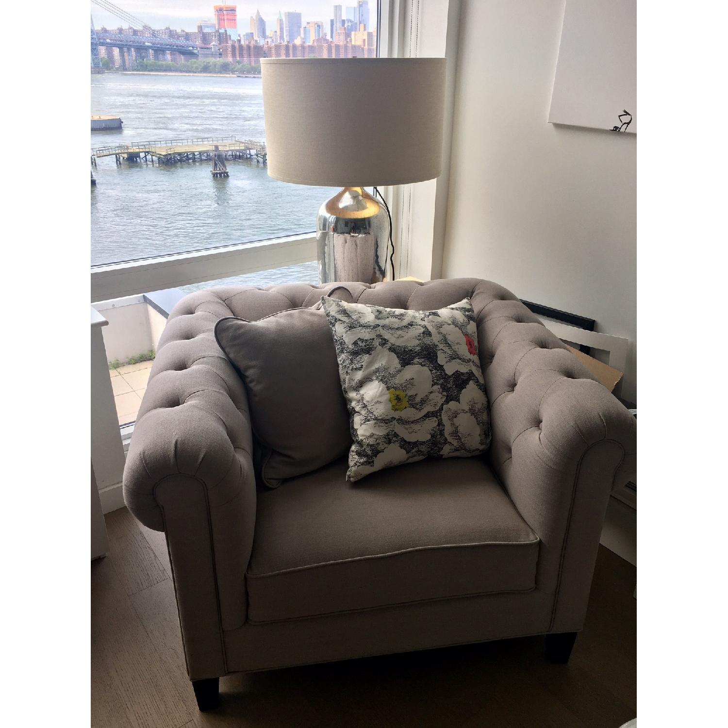 Macy's Grey Fabric Lounge Chair AptDeco