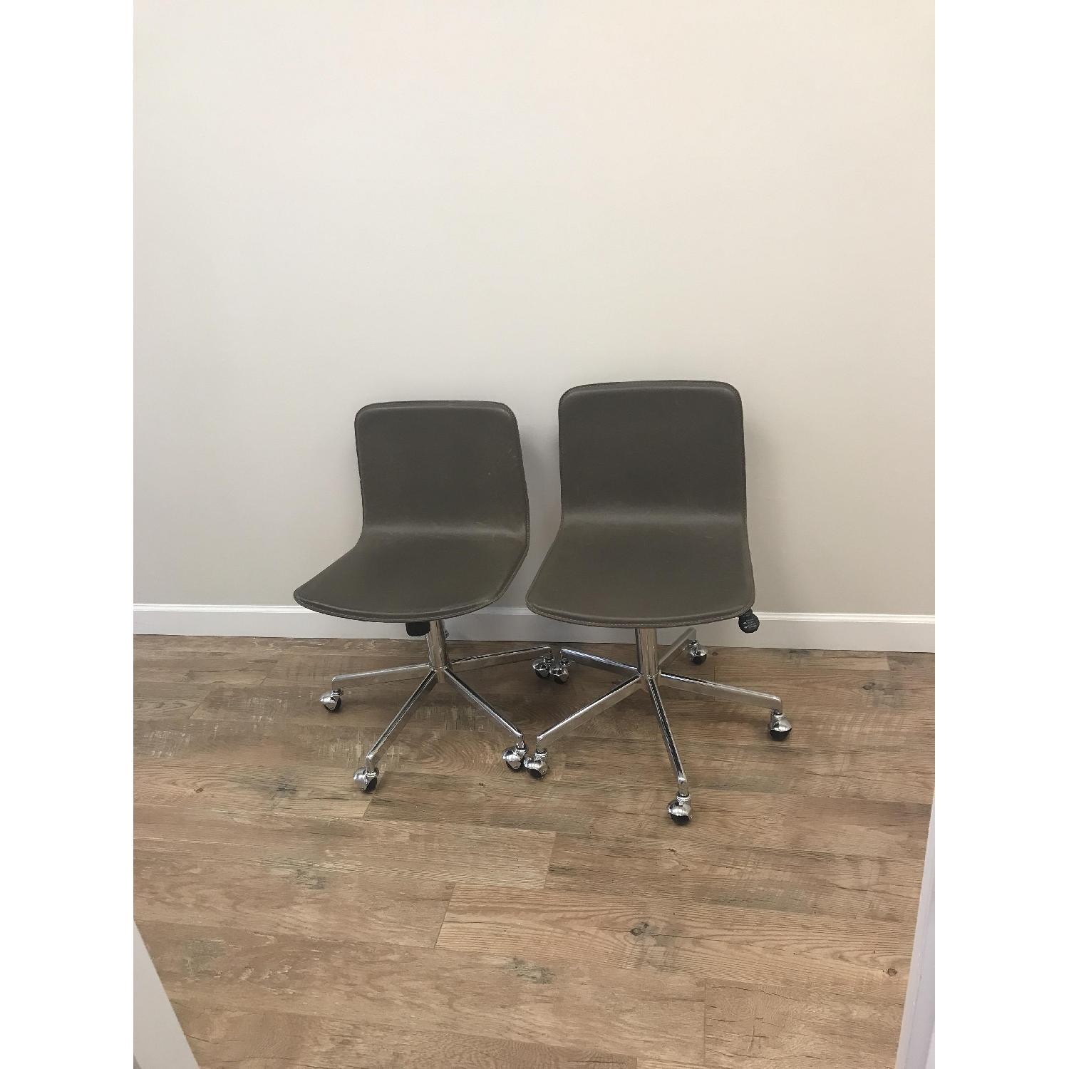 CB2 Form Leather Rolling Office Chairs AptDeco
