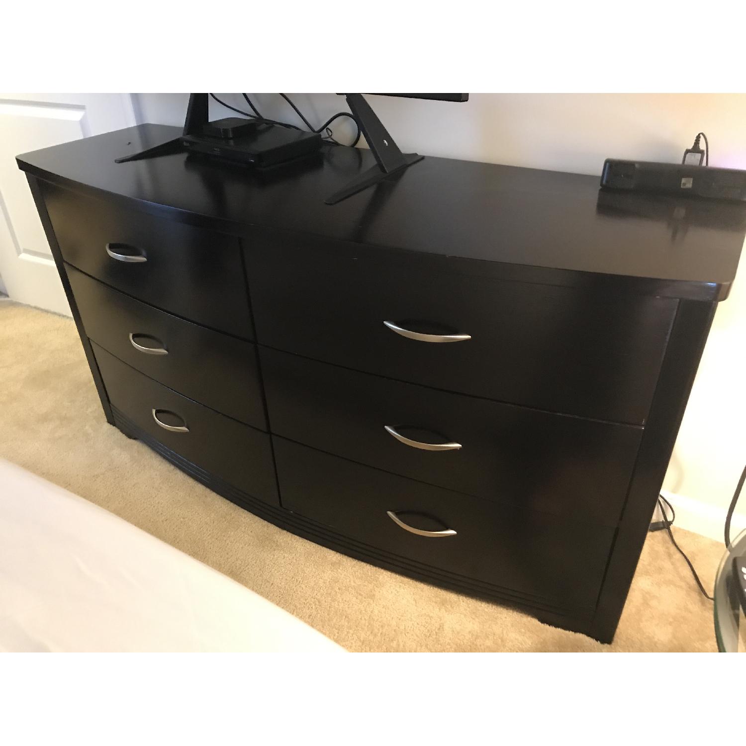 Cherry Wood Six Drawer Curved Dresser - image-4