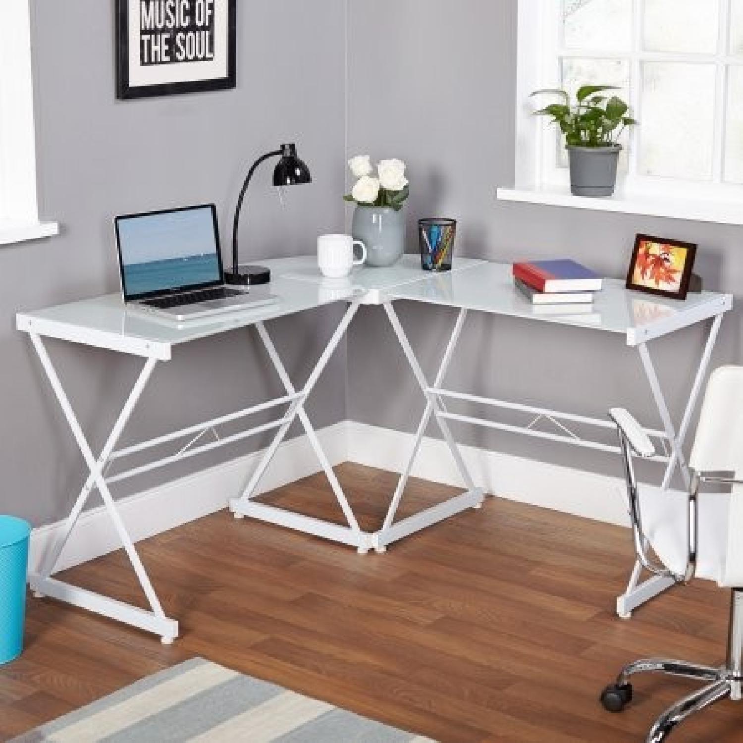 Walmart L-Shaped Glass Desk - image-3