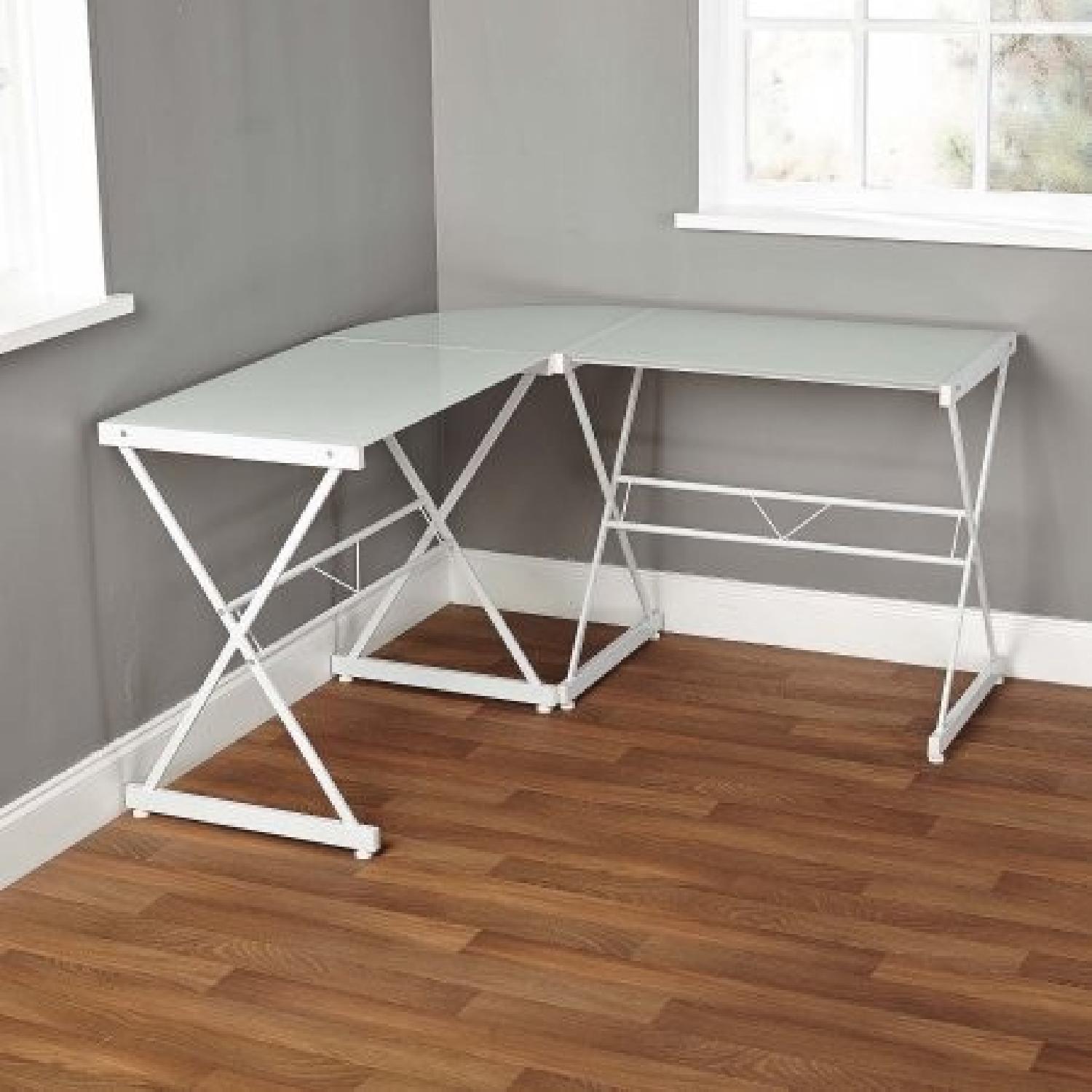 Walmart L-Shaped Glass Desk - image-4