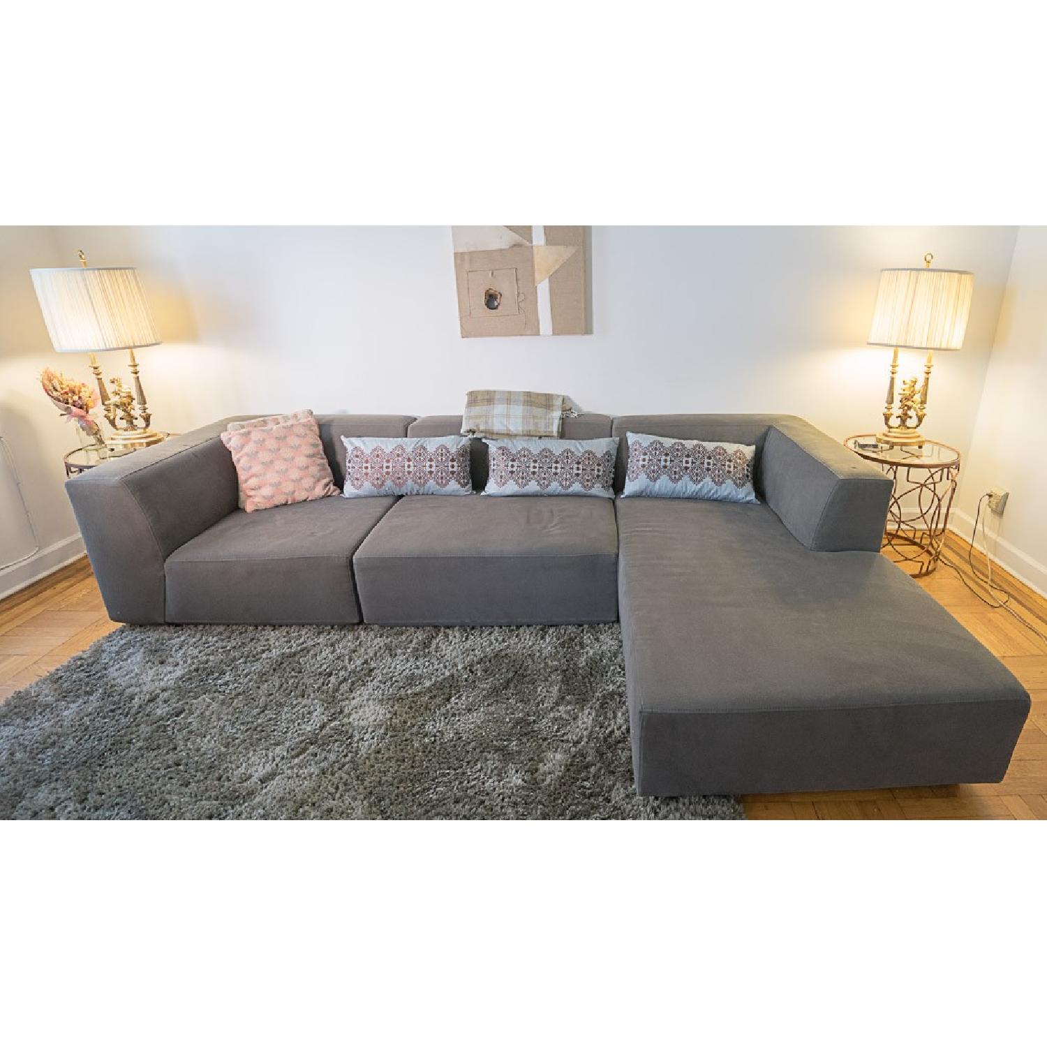West Elm Tillary Sectional Sofa in Charcoal Herringbone - image-1
