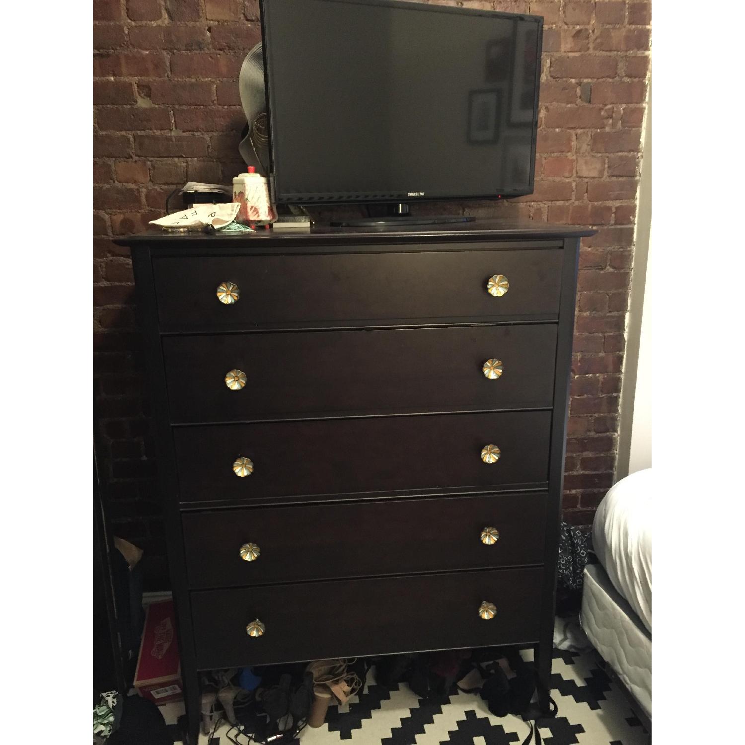 Crate & Barrel Tall 5 Drawer Dresser w/ Custom Knobs - image-1