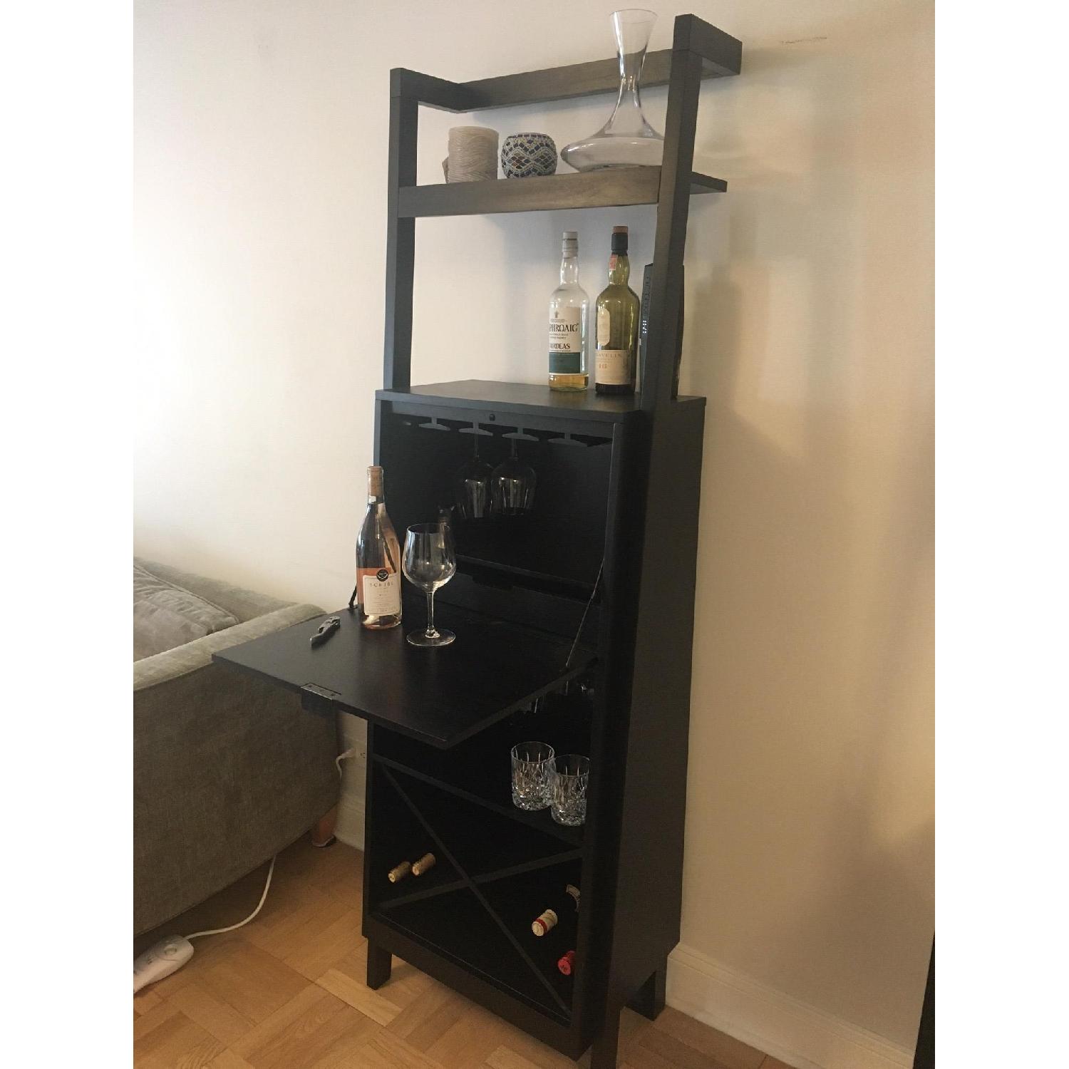 Crate & Barrel Sawyer Mocha Leaning Wine Bar - image-2