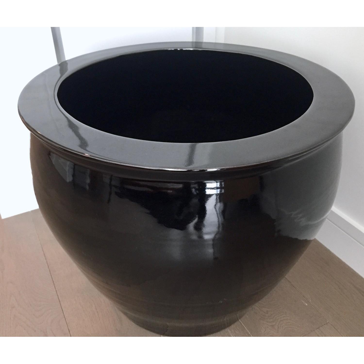 Large Black Glazed Ceramic Planter - image-5