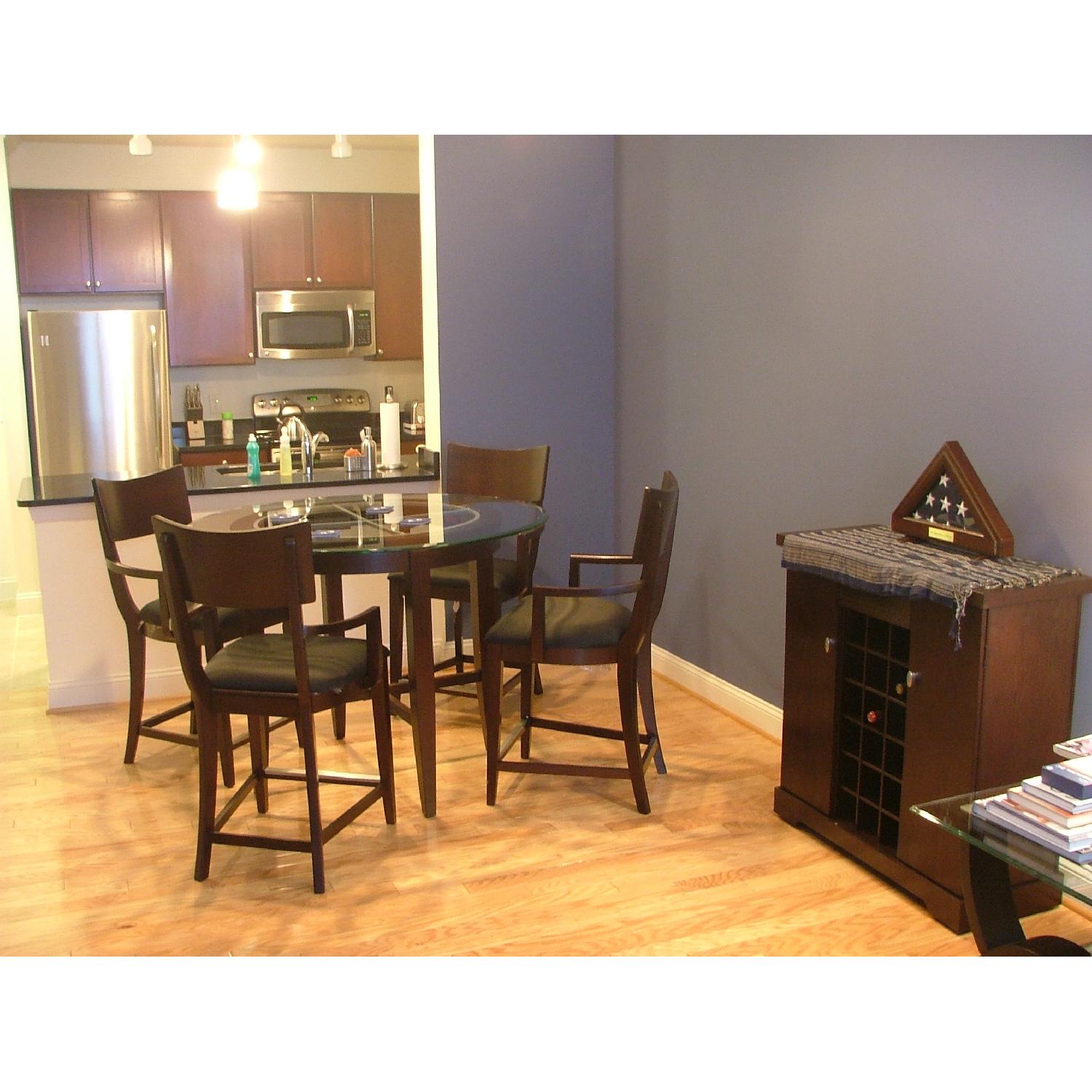 High Top Dining Room Table w/ 4 Cushion Chairs - image-1