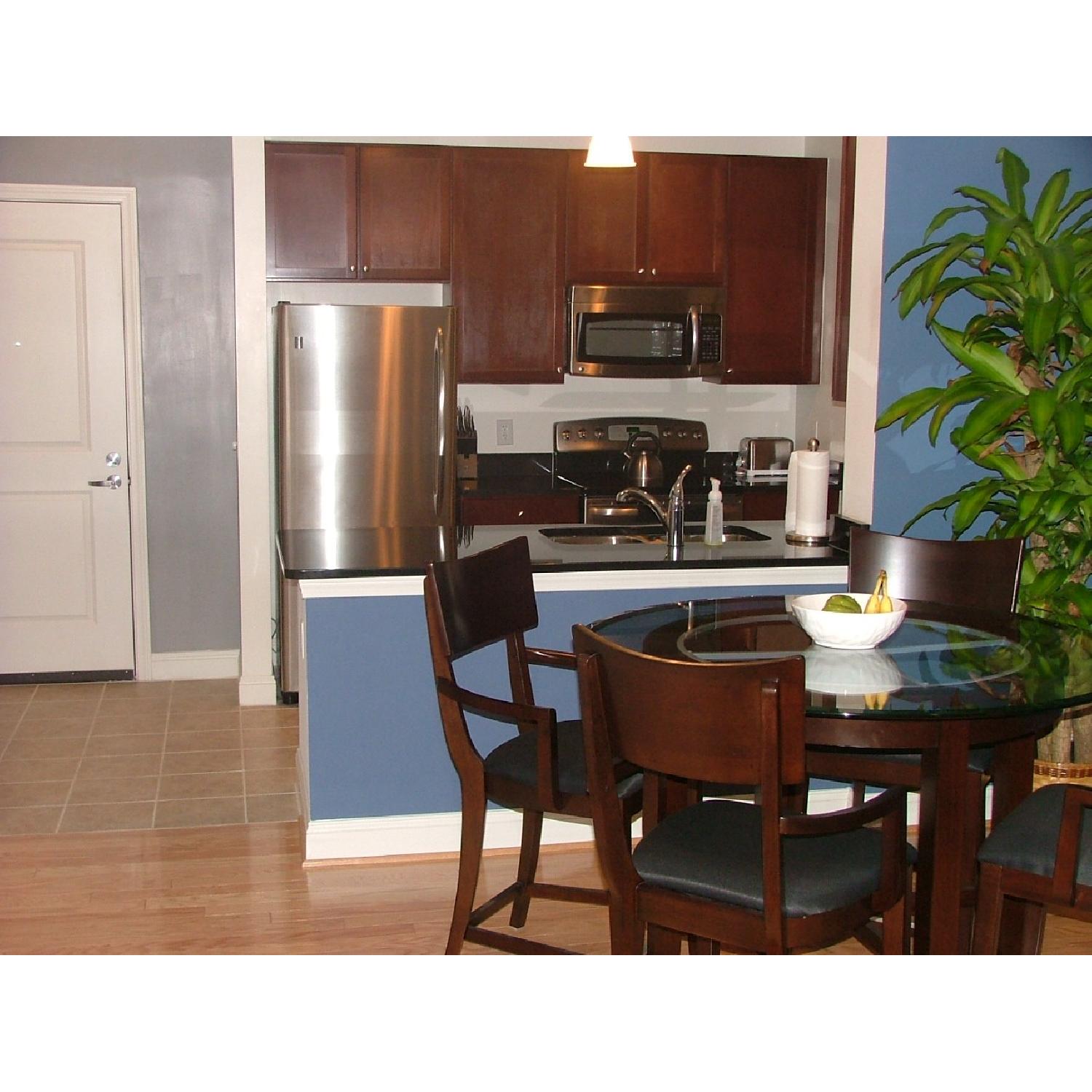 High Top Dining Room Table w/ 4 Cushion Chairs - image-2