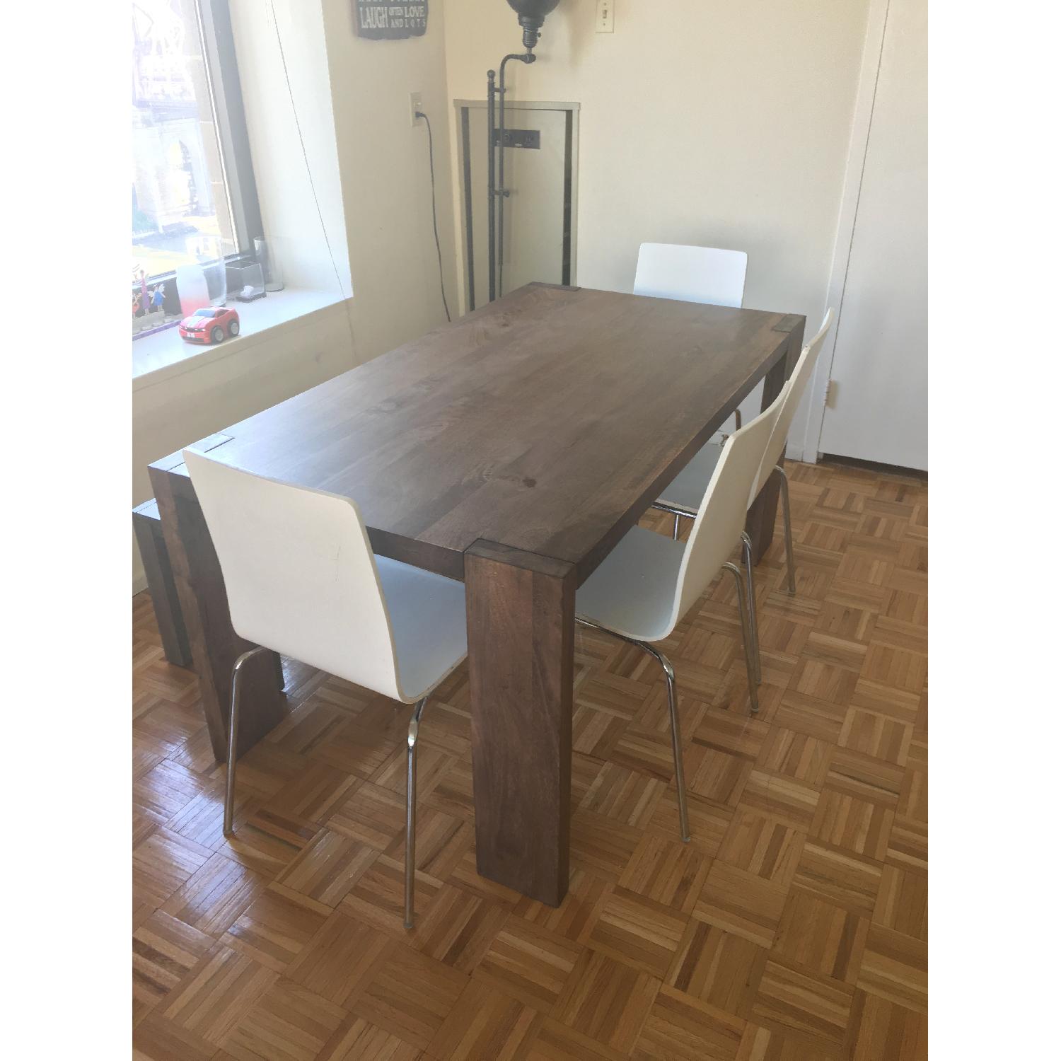 CB2 Blox Dining Table w/ 4 Chairs + 1 Bench - image-1
