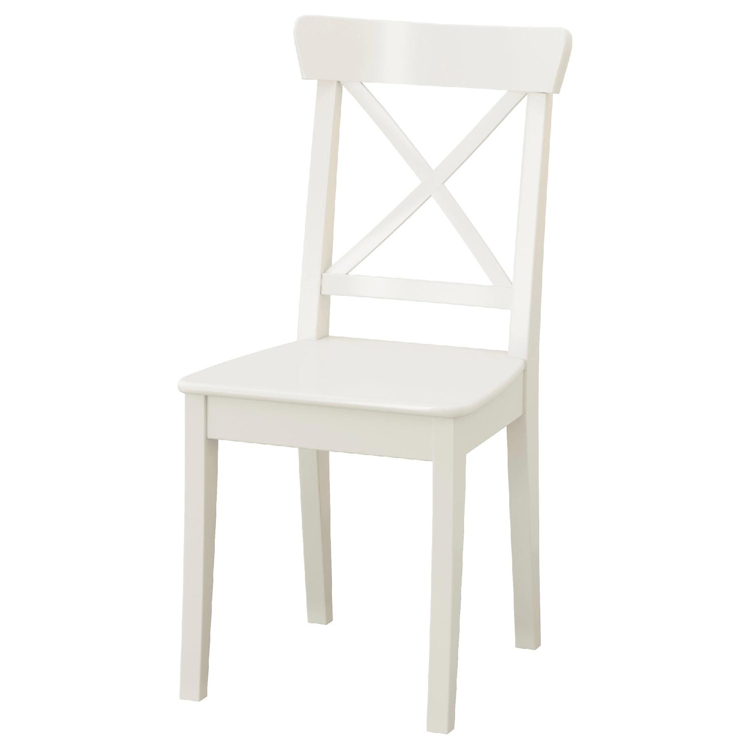 Ikea Lerhamn White/Natural Wood Table & 4 Chairs w/ Cushions - image-4