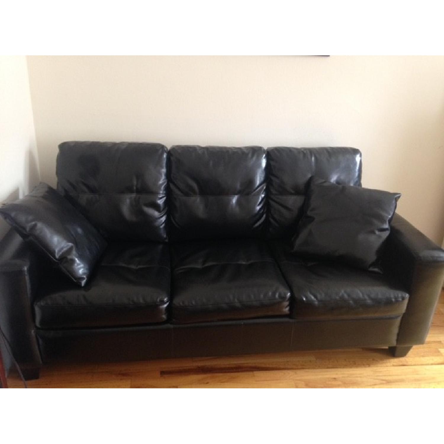 Jennifer Convertibles Textured Leather Sleeper Sofa - image-1