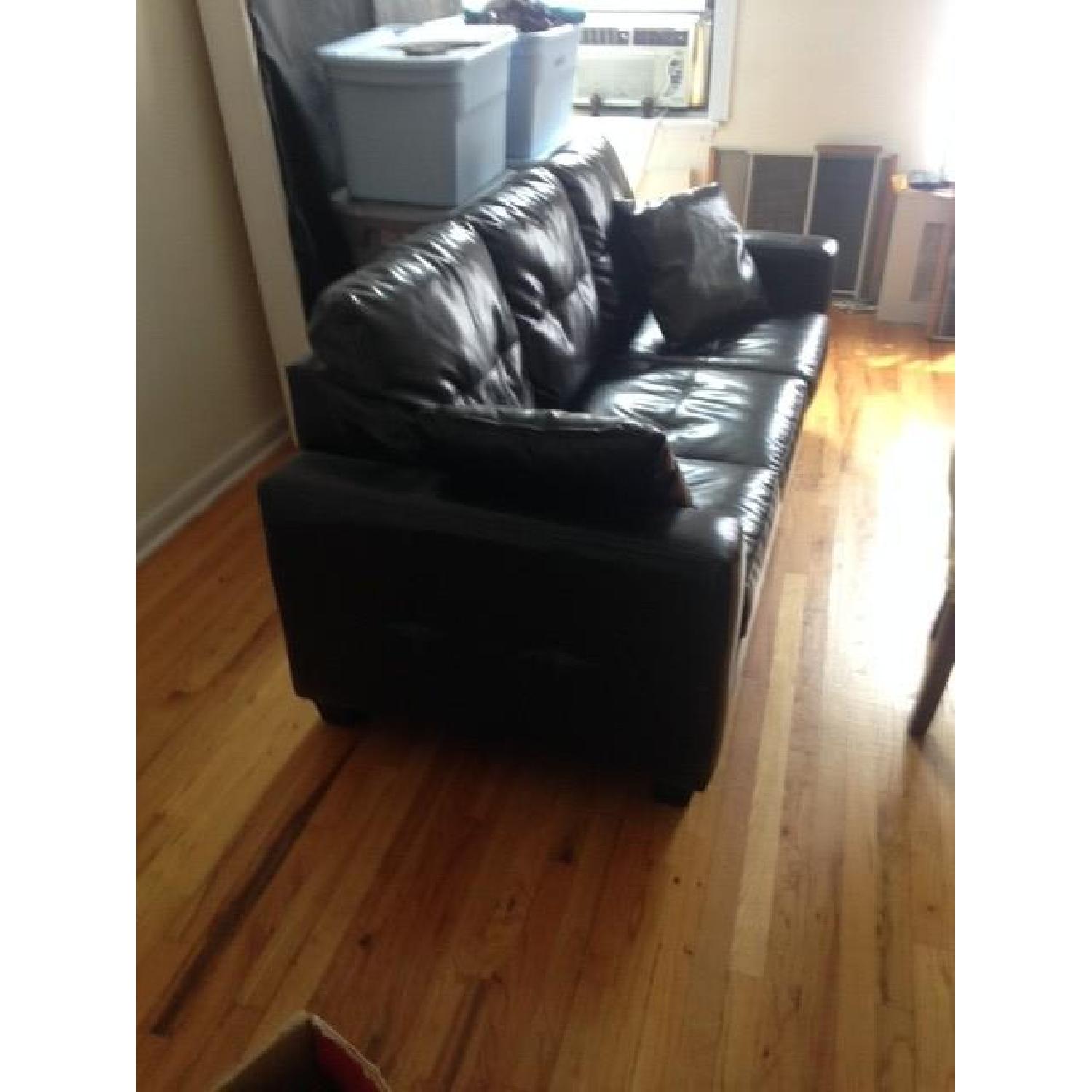 Jennifer Convertibles Textured Leather Sleeper Sofa - image-3