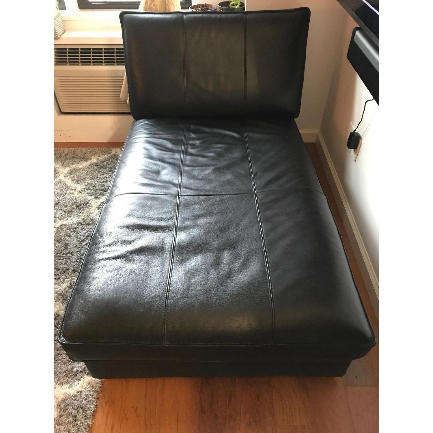 Ikea Kivik Black Leather Chaise - image-1